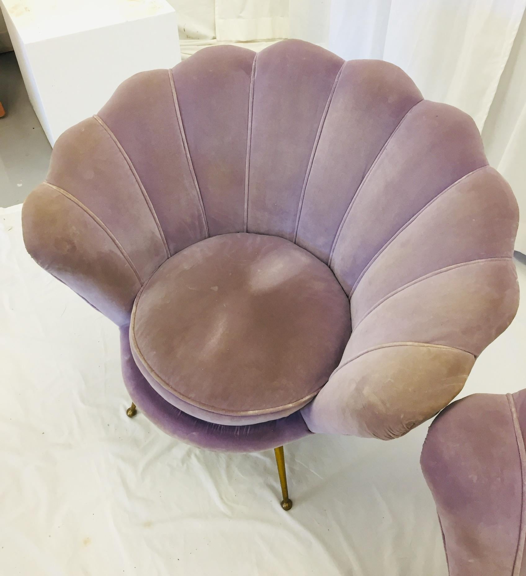 Mid-Century Modern Original Light Purple Velvet  Italian Midcentury Armchairs Marco Zanuso St  ETRA For Sale