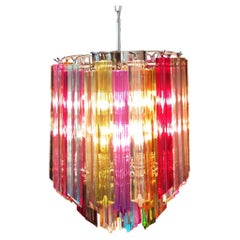 Original Quadriedri Murano chandelier - 47 multicolored prisms