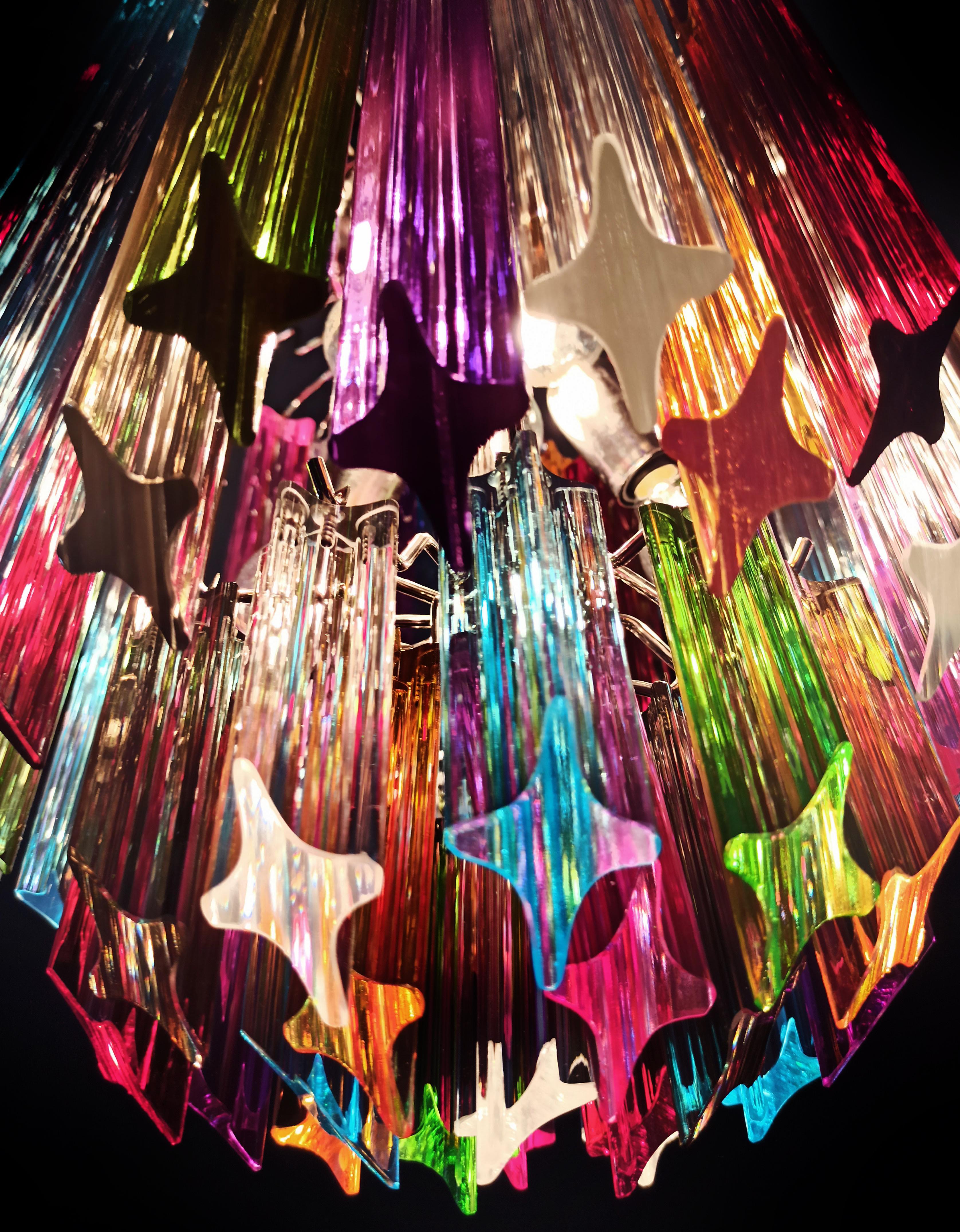 Original Quadriedri Murano chandeliers - 47 multicolored prisms For Sale 4