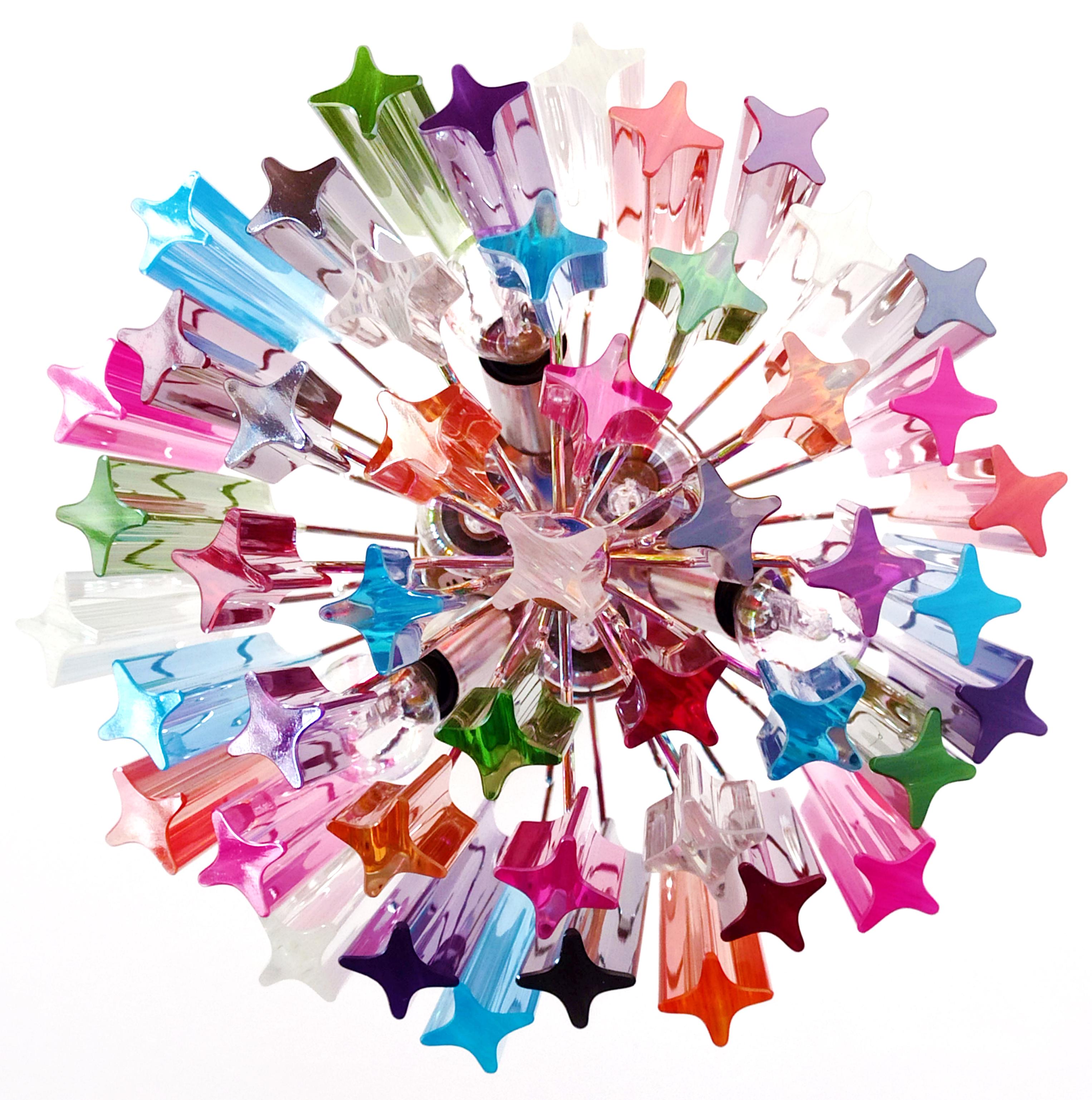 Original Quadriedri Murano chandeliers - 47 multicolored prisms For Sale 6