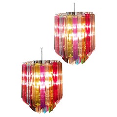 Original Quadriedri Murano chandeliers - 47 multicolored prisms