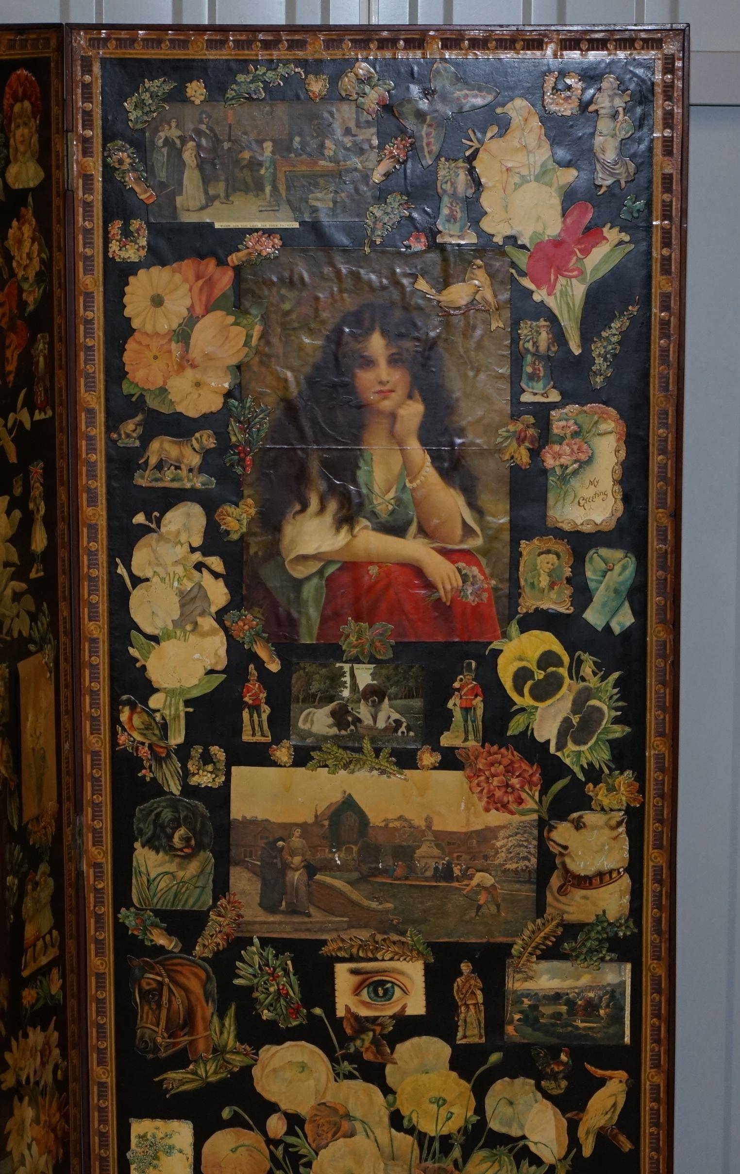 Paravent à quatre panneaux original Queen Victoria Decoupage Totally Original 4