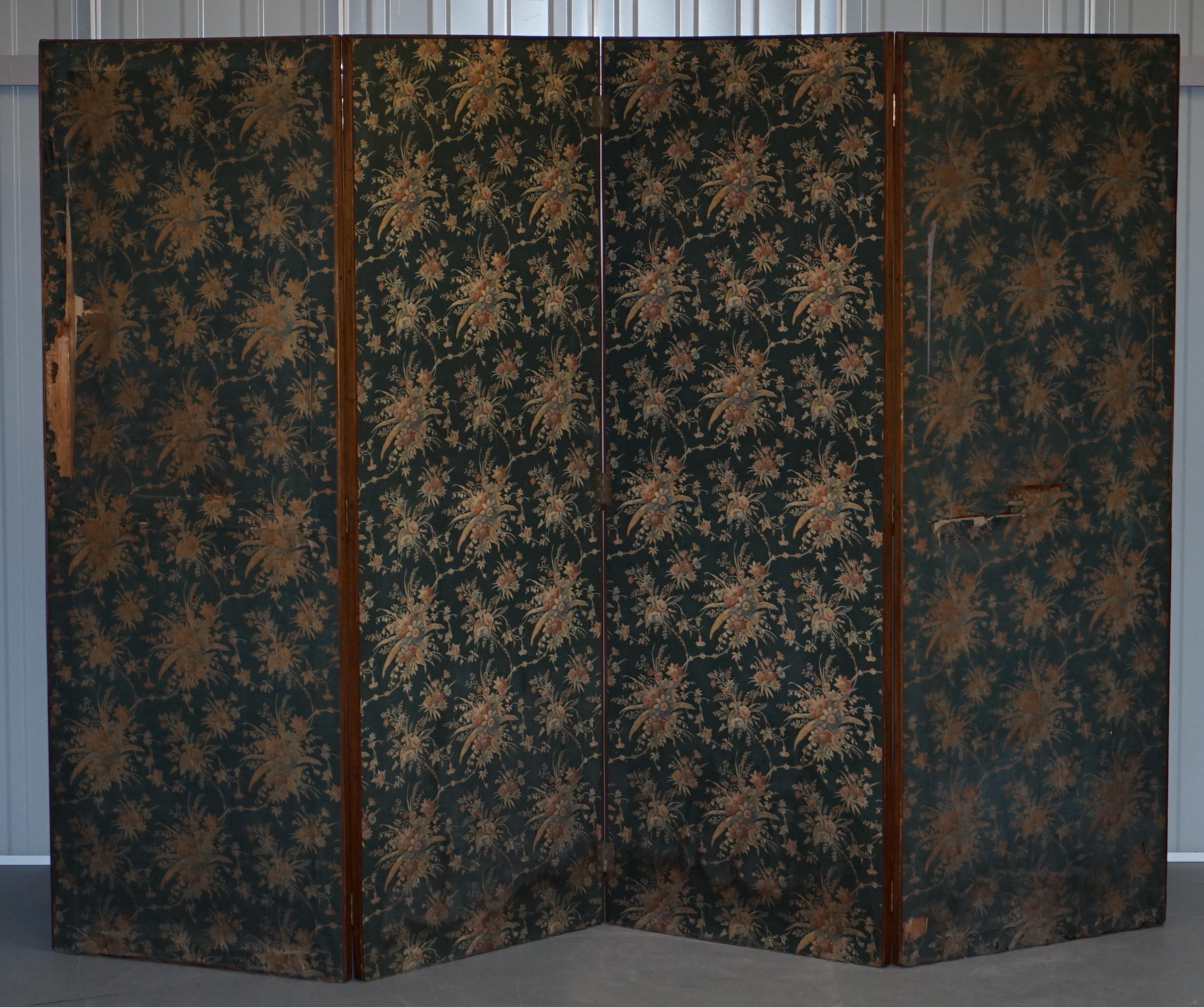 Original Queen Victoria Decoupage Four Panel Folding Screen Totally Original 6
