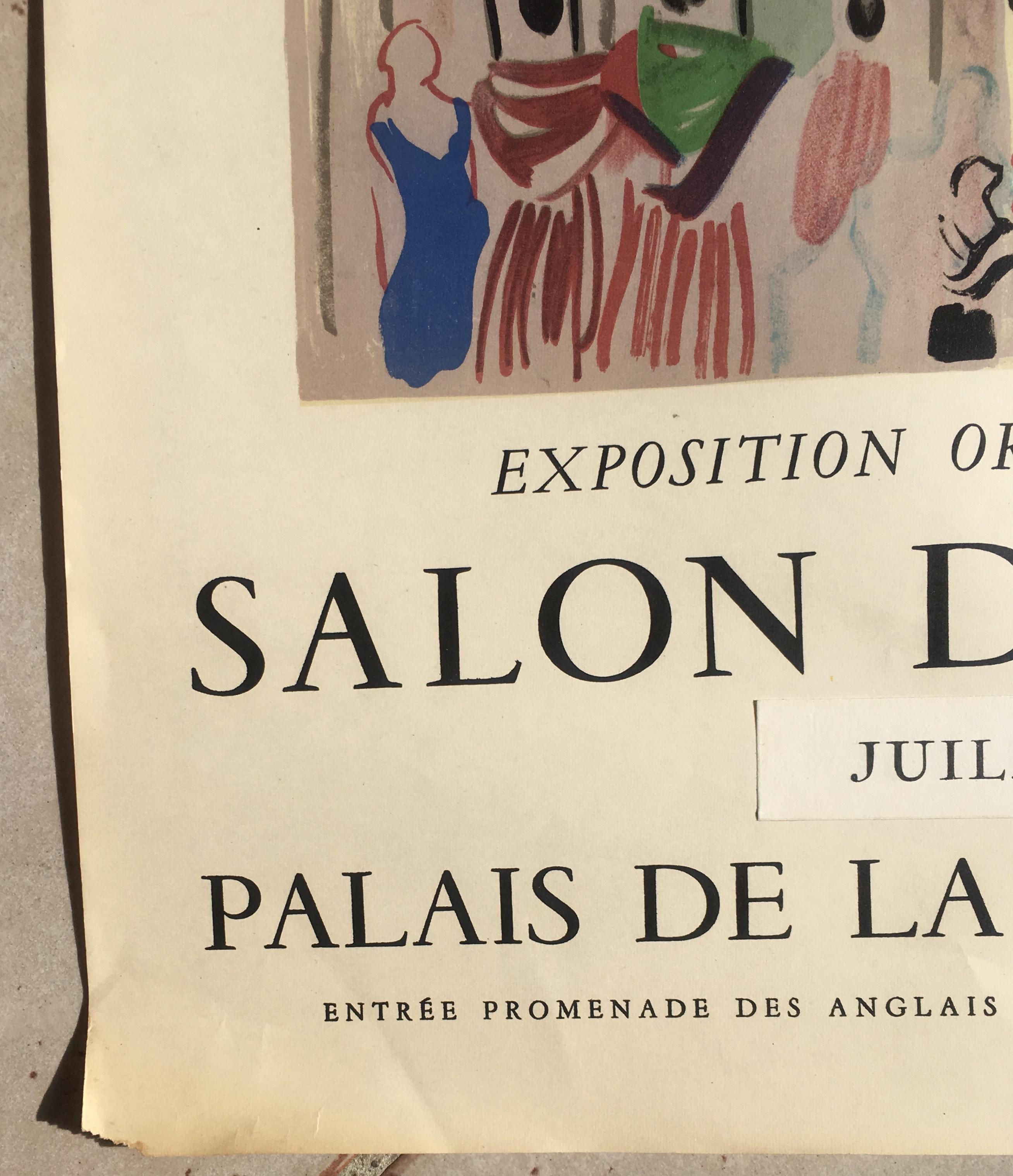 Original Raoul Dufy Mourlot Art Poster, Extended Exhibition Date In Good Condition In Miami, FL