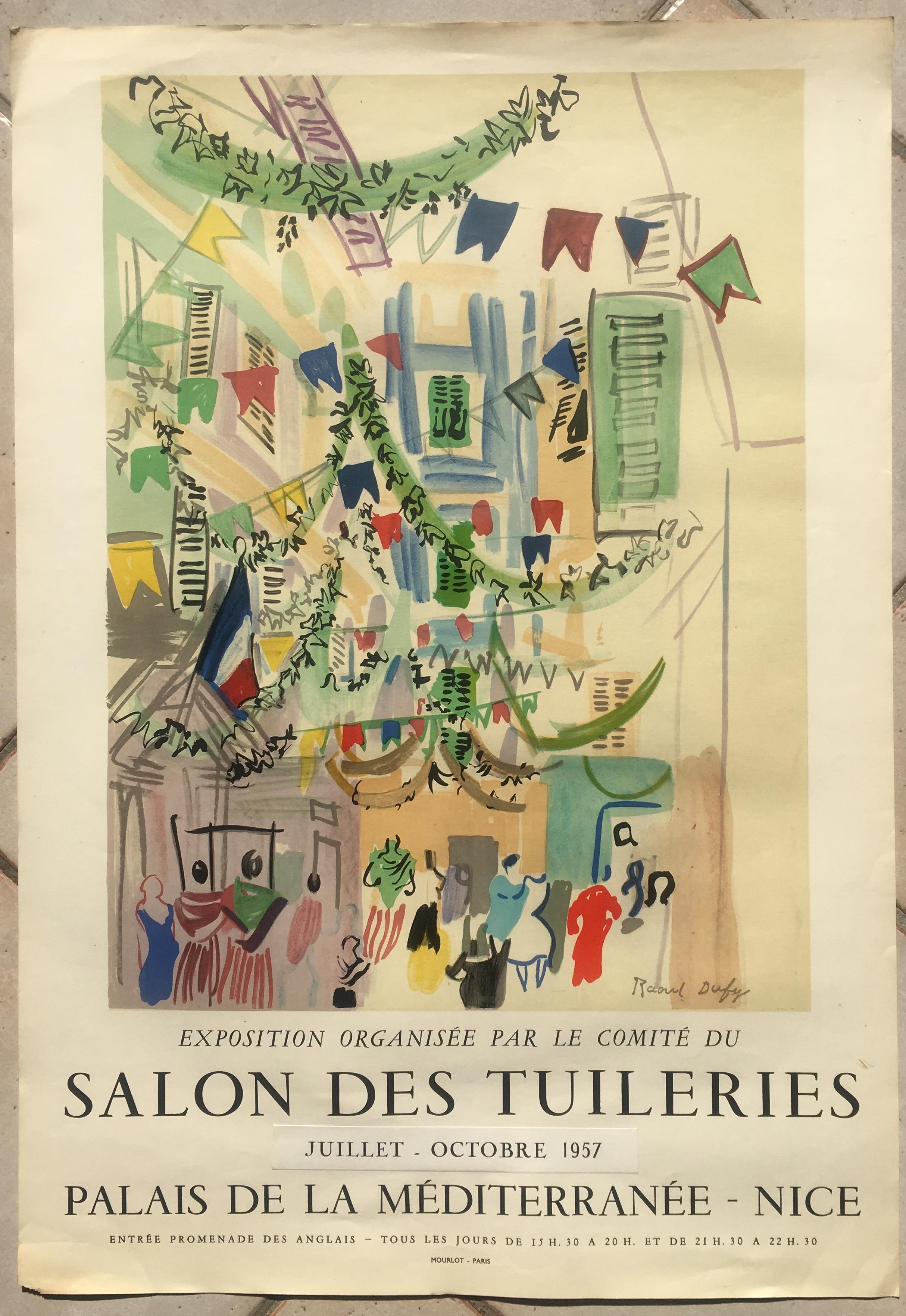 Affiche d'art originale de Raoul Dufy datant des années 1950 et imprimée par Mourlot, Paris, France.
Affiche d'exposition d'art prolongé, juillet-octobre 1957.

Raoul Dufy était un artiste renommé qui a créé d'excellentes œuvres d'art dans les