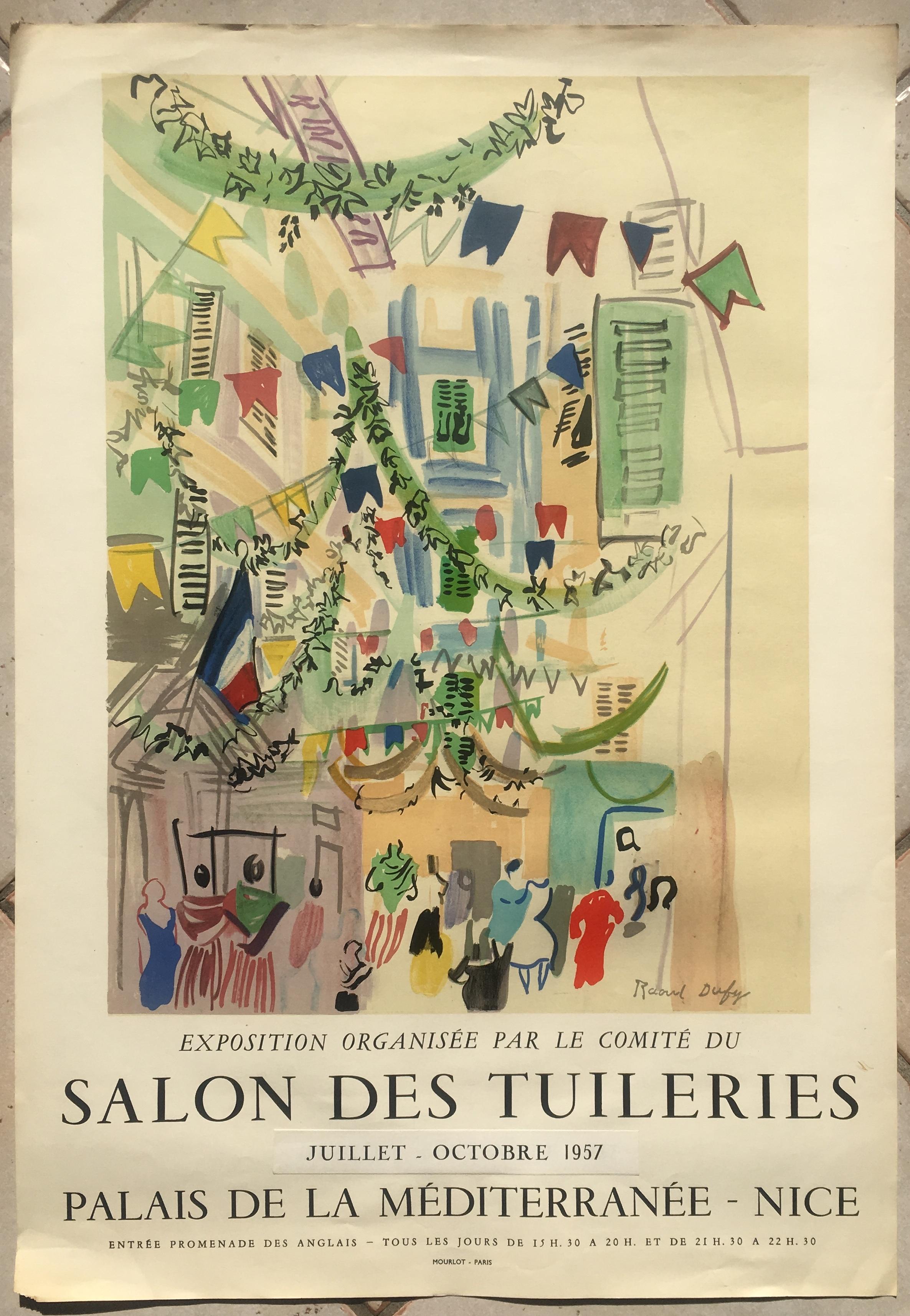 Mid-Century Modern Affiche d'art originale de Raoul Dufy Mourlot, affiche d'art français, exposition prolongée en vente