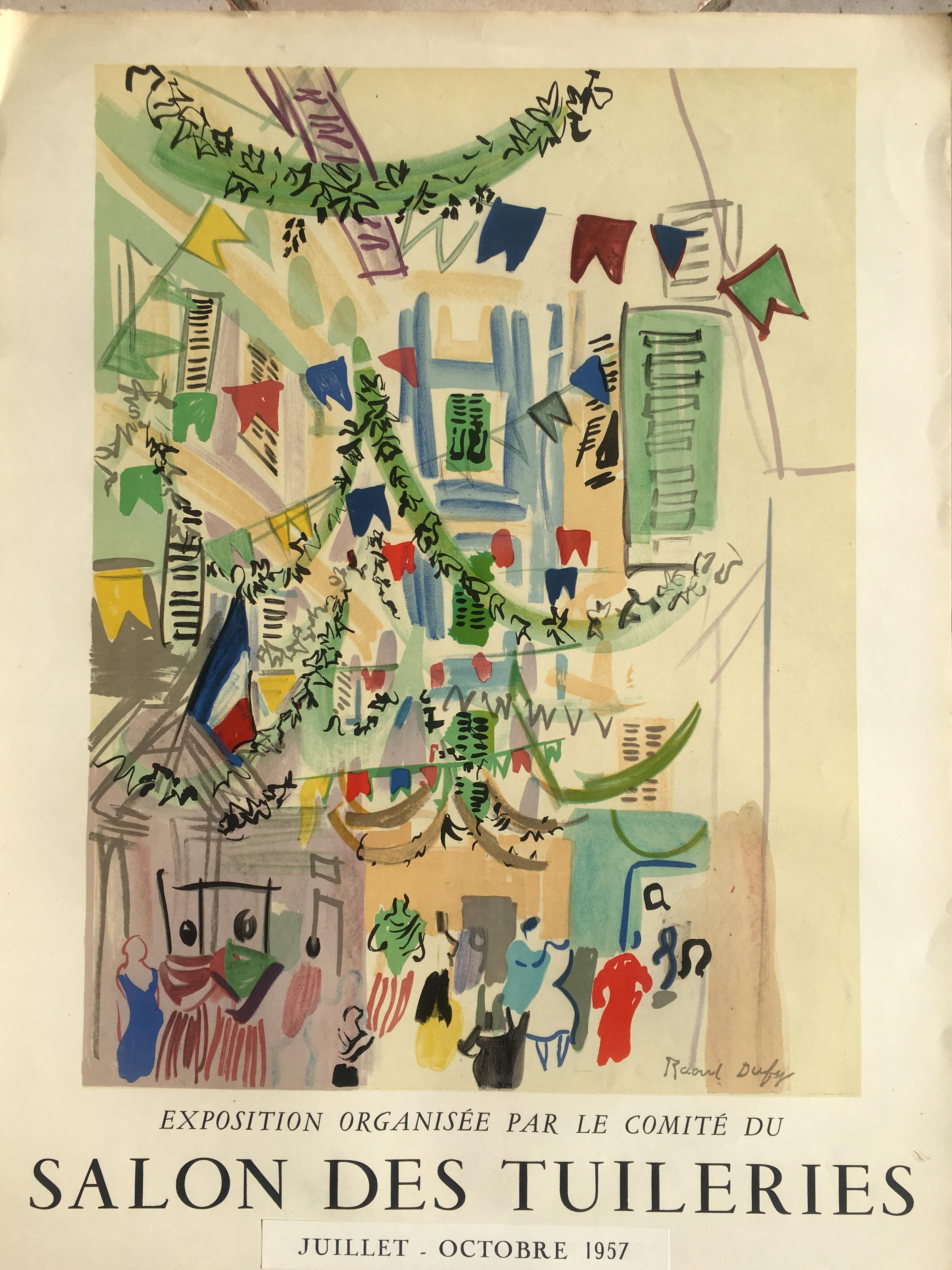 Affiche d'art originale de Raoul Dufy Mourlot, affiche d'art français, exposition prolongée Bon état - En vente à Miami, FL