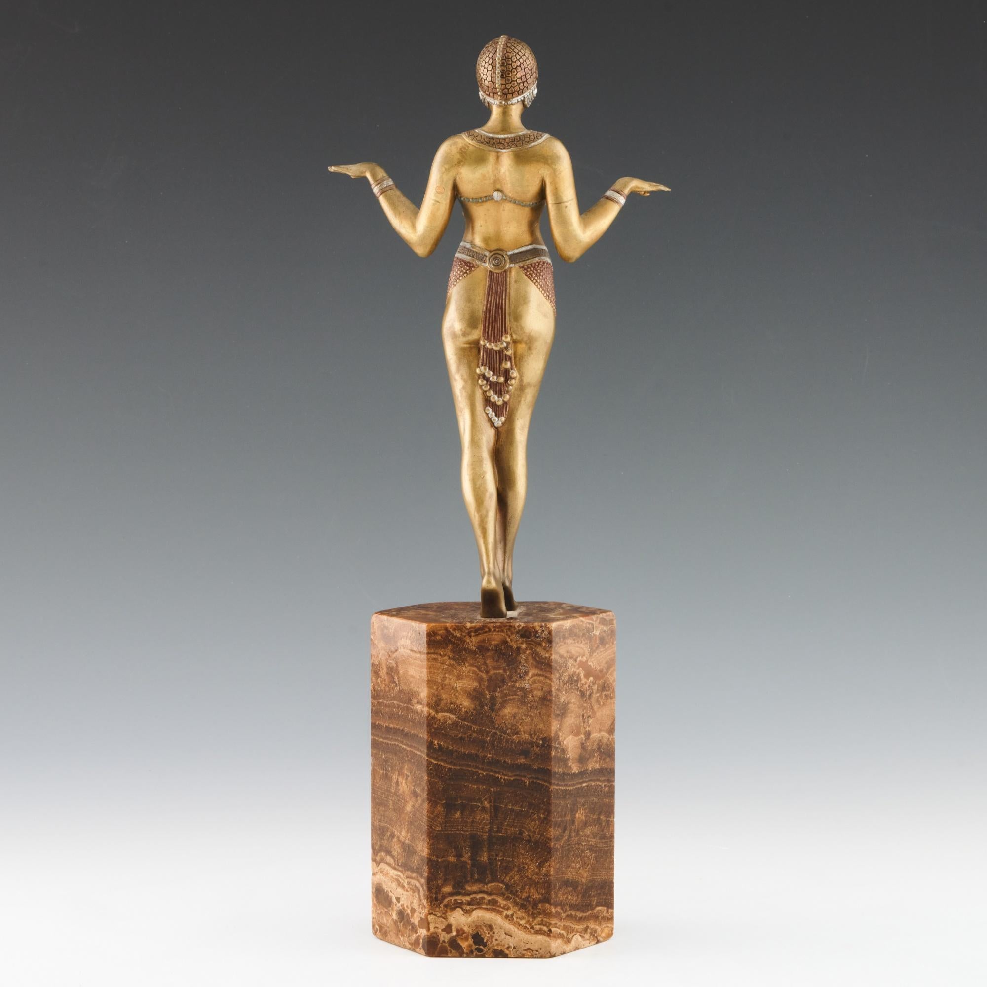 Original and Fine Example of a 'Theban Dancer, Demetre Chiparus Bronze Sculpture In Good Condition In Forest Row, East Sussex