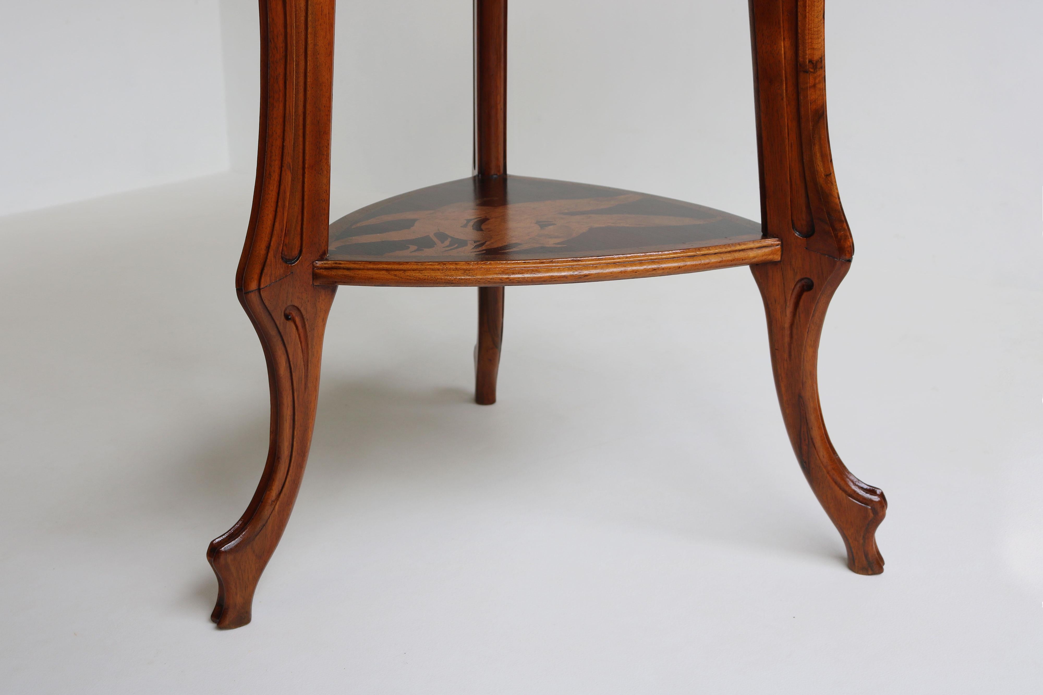 Original rare antique French Art Nouveauu  Side table / Gueridon by Emile Gallé  For Sale 3