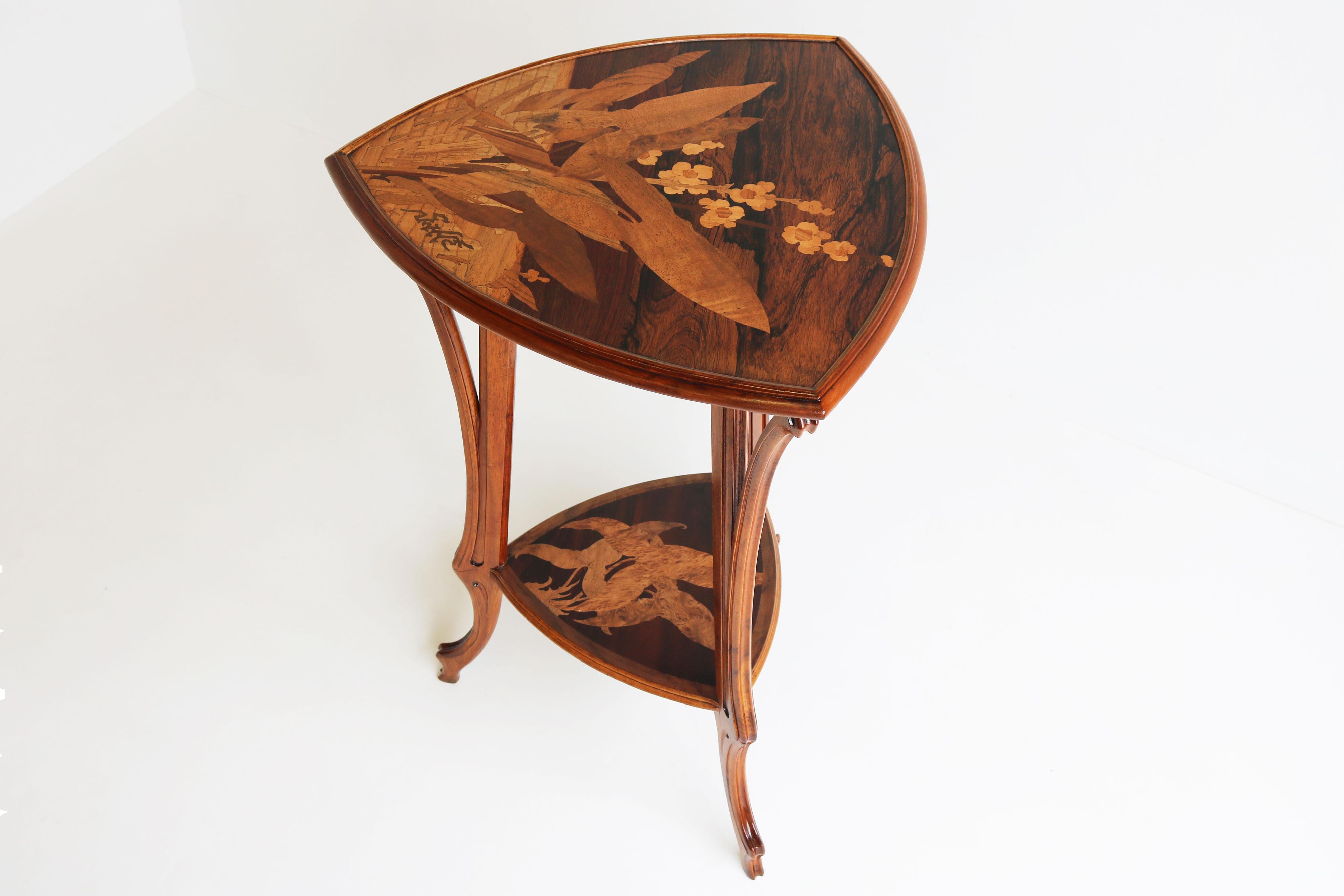 Hand-Carved Original rare antique French Art Nouveauu  Side table / Gueridon by Emile Gallé  For Sale