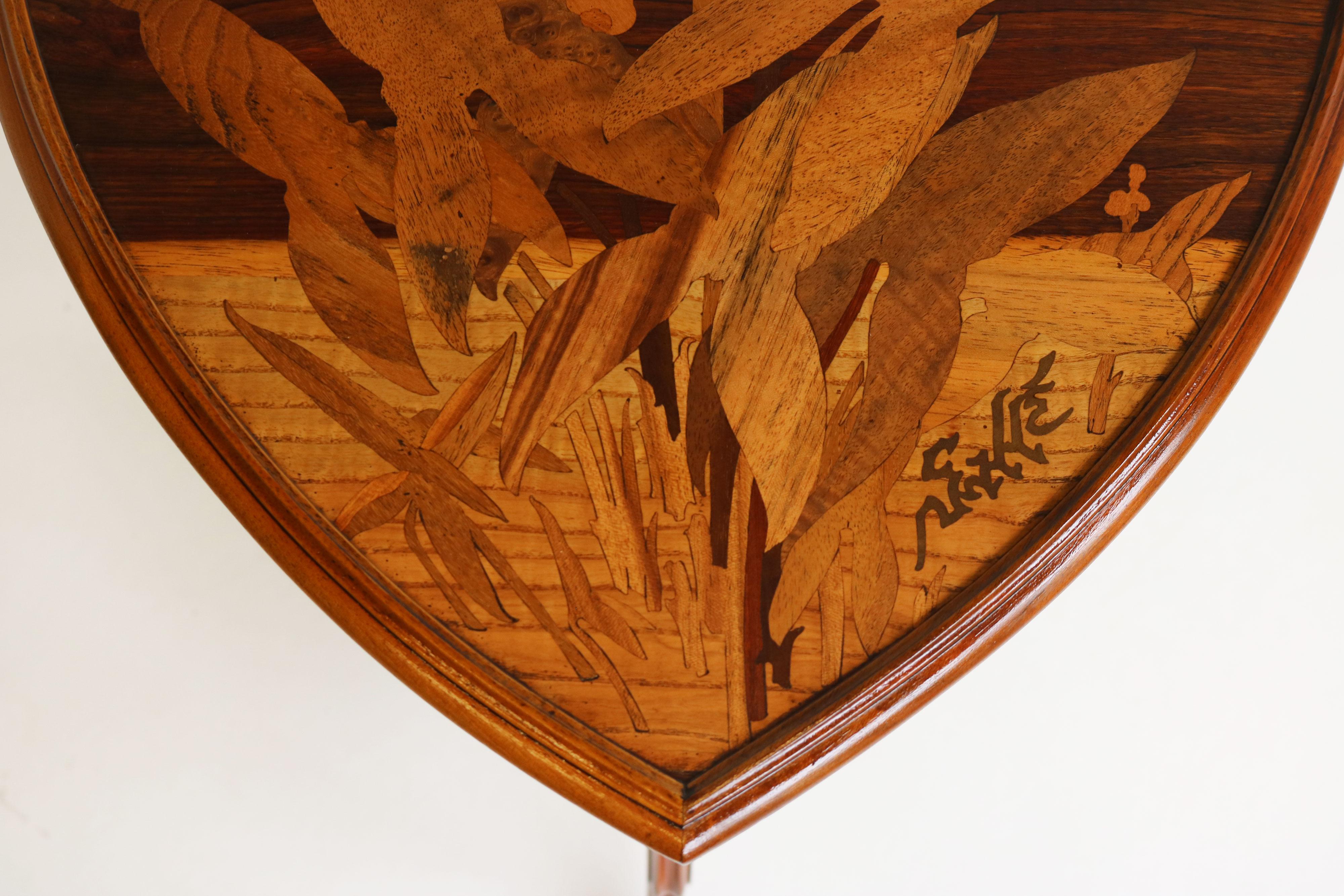 Wood Original rare antique French Art Nouveauu  Side table / Gueridon by Emile Gallé  For Sale