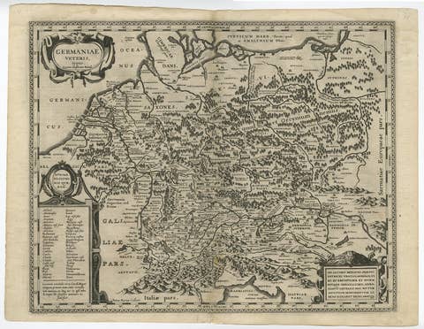 Original Rare Antique Map of the Ancient German Empire in Northern Europe, c1650