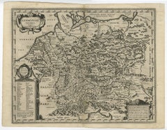 Original Rare Antique Map of the Ancient German Empire in Northern Europe, c1650
