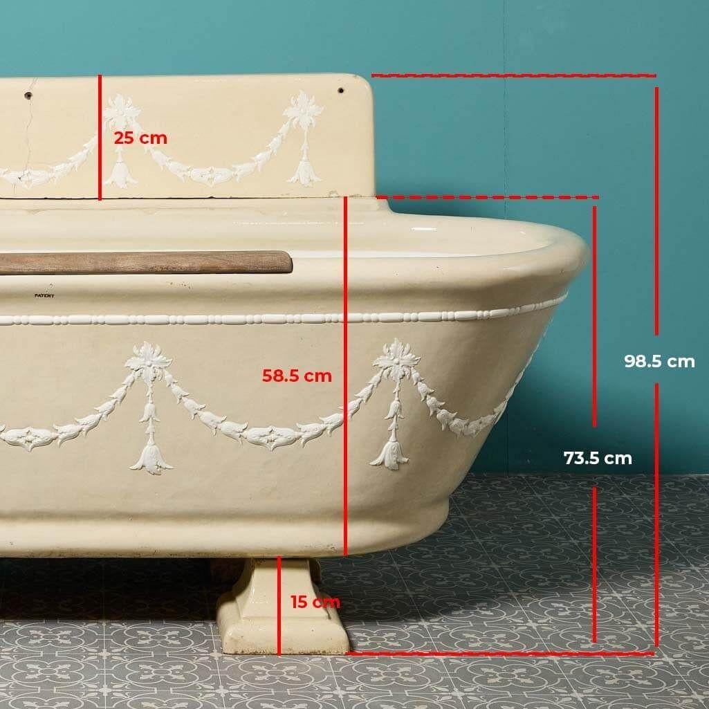 Original Rare Decorative Glazed Fireclay Bath by Twyfords For Sale 8