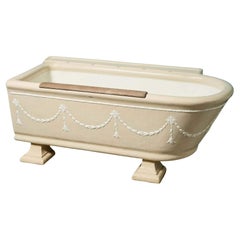 Antique Original Rare Decorative Glazed Fireclay Bath by Twyfords