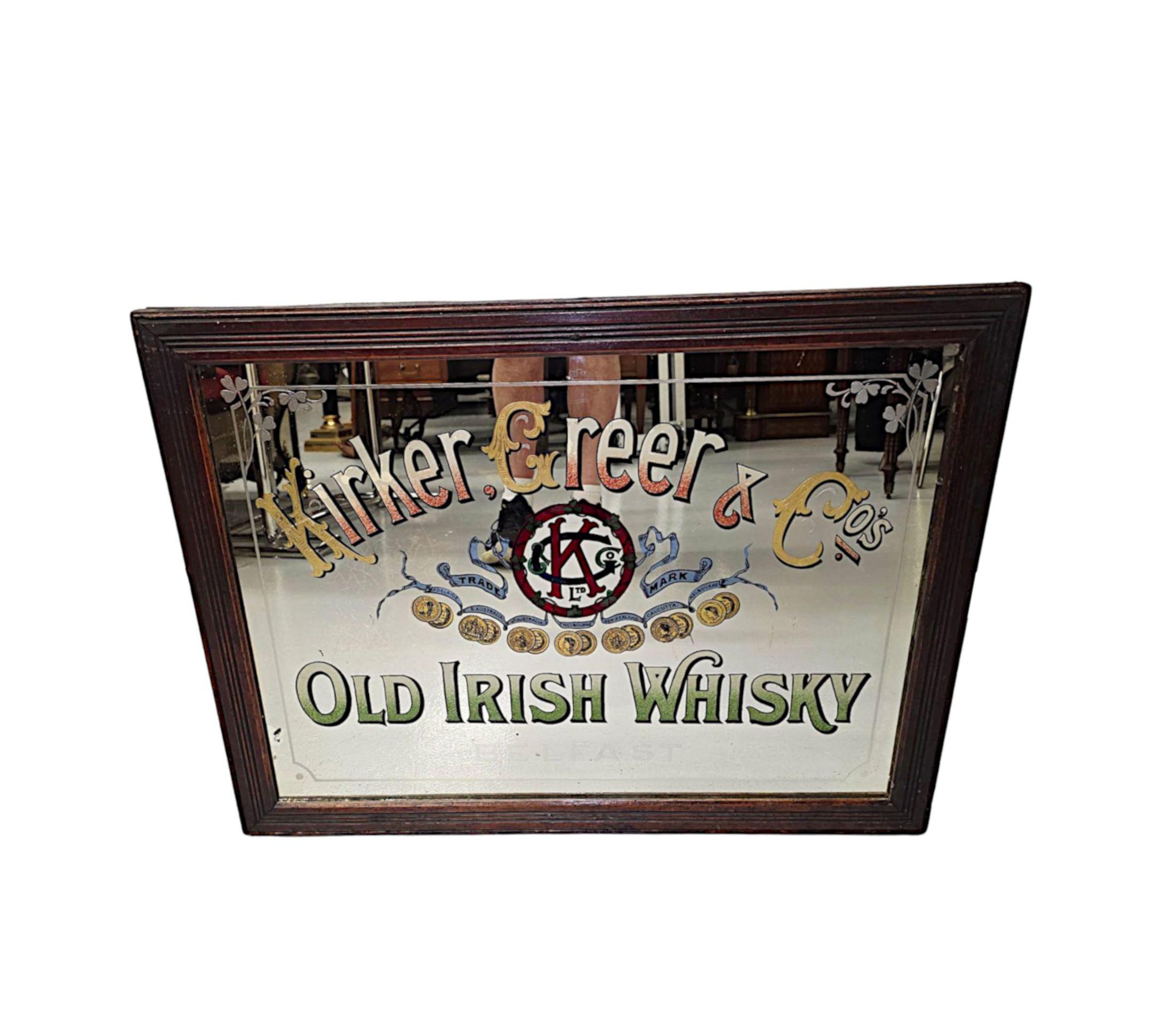 Original Rare Early 20th Century Irish 'Kirker, Greer and Co. Old Irish Whiskey' In Good Condition For Sale In Dublin, IE