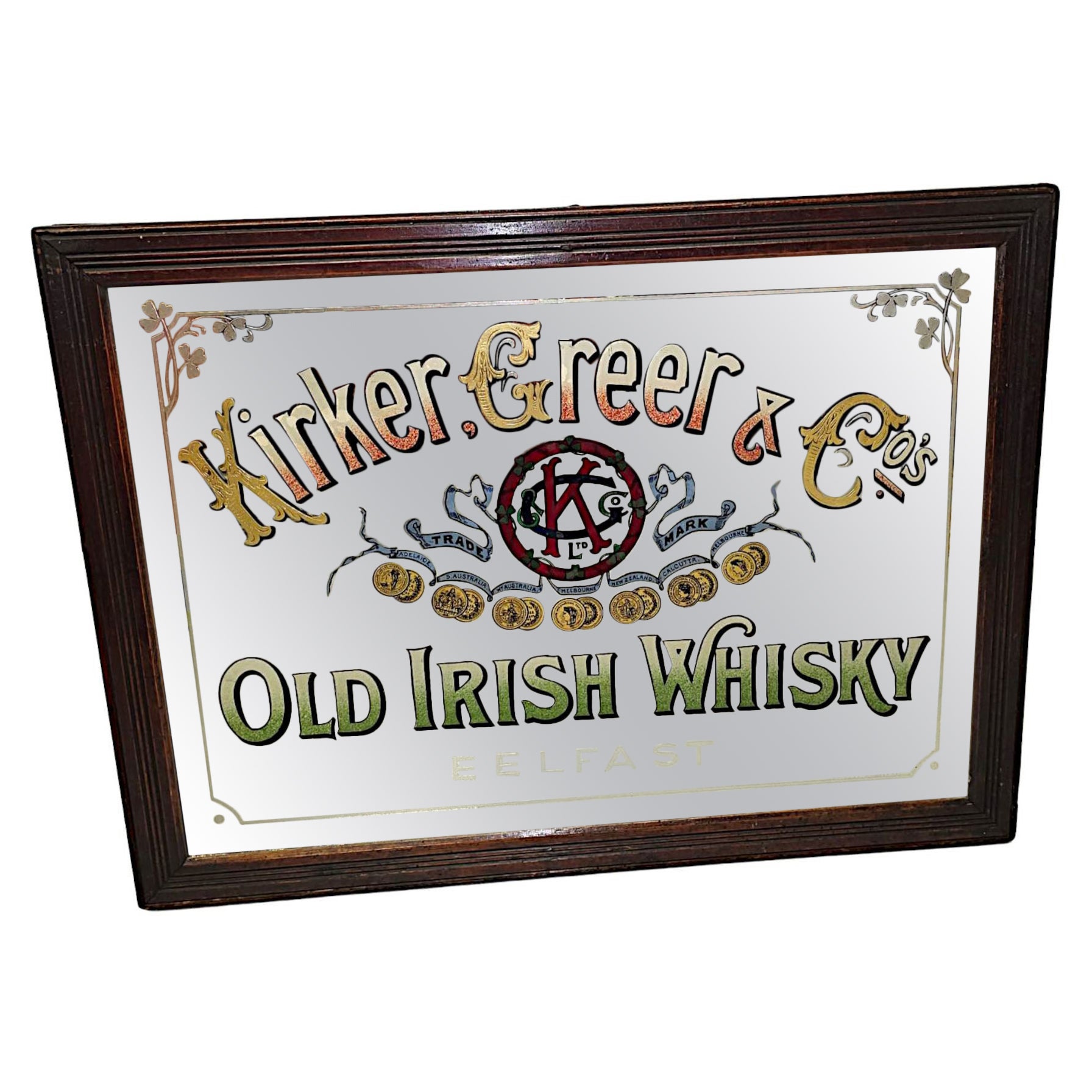 Original Rare Early 20th Century Irish 'Kirker, Greer and Co. Old Irish Whiskey' For Sale