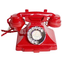 Vintage Original, Rare GPO Model 232 Chinese Red Bakelite Telephone, circa 1956