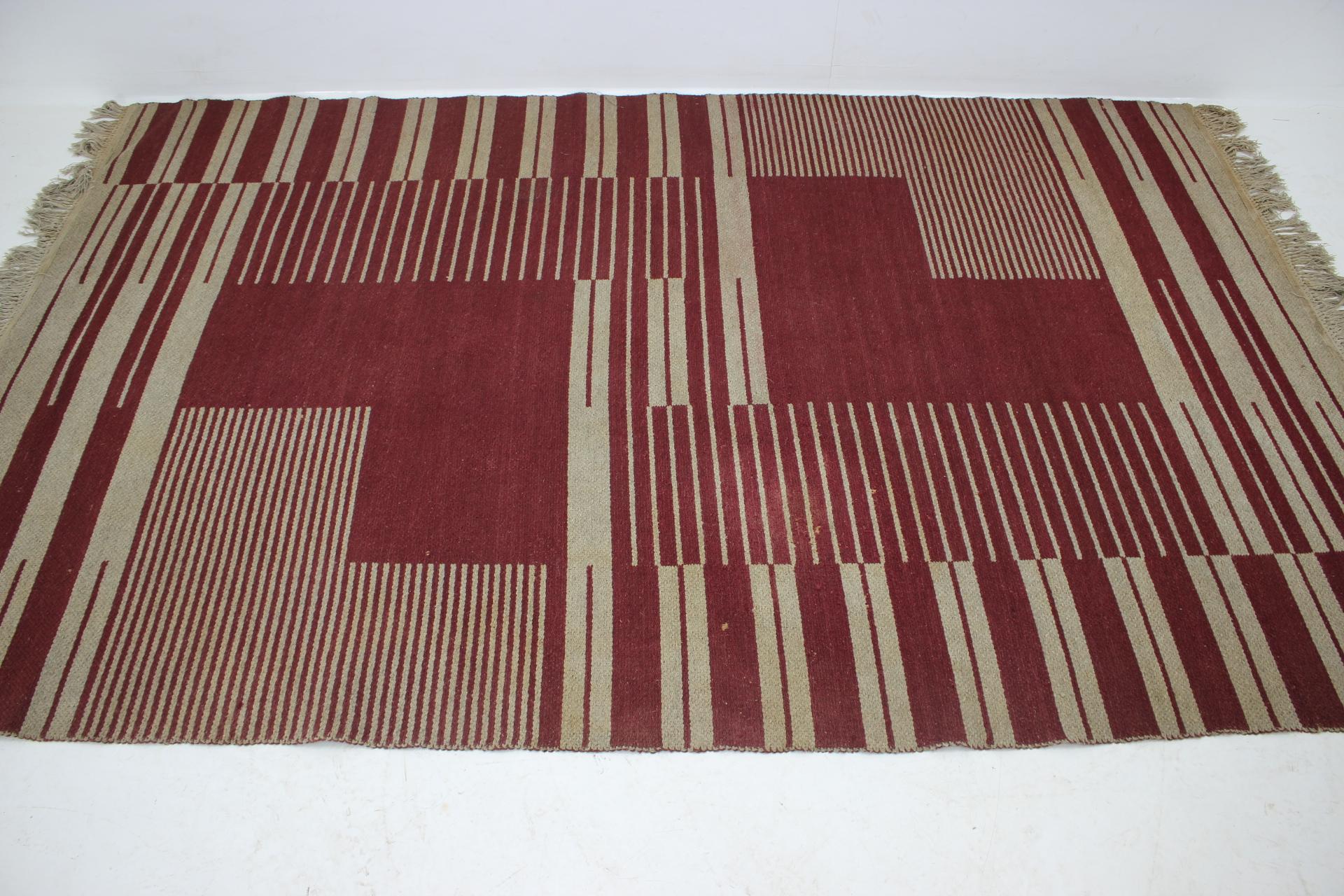 Mid-Century Modern Original Rare Modernist Abstract Geometric Carpet by Antonín Kybal, 1948 For Sale