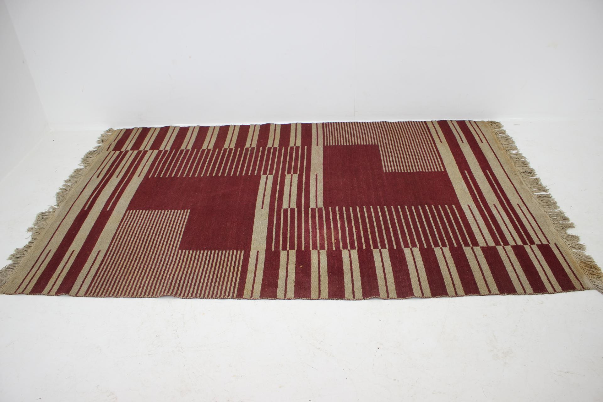 Czech Original Rare Modernist Abstract Geometric Carpet by Antonín Kybal, 1948 For Sale