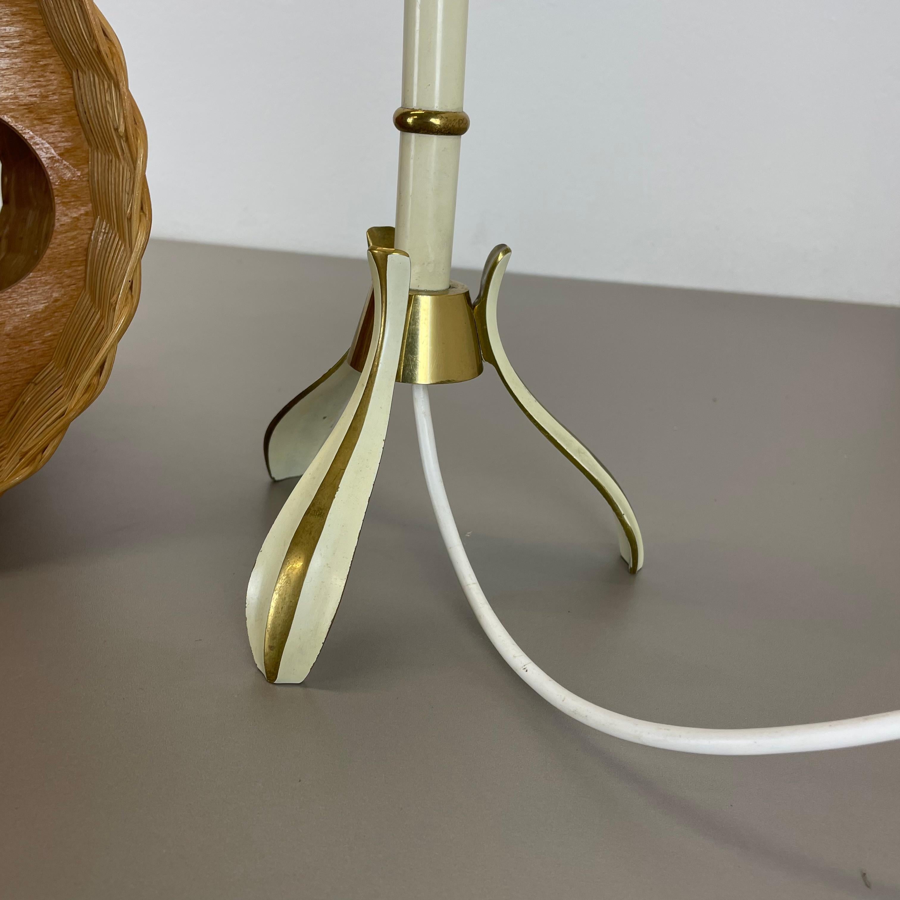 Original Rattan and Brass Table Light by Vereinigte Werkstätten München, Germany For Sale 12