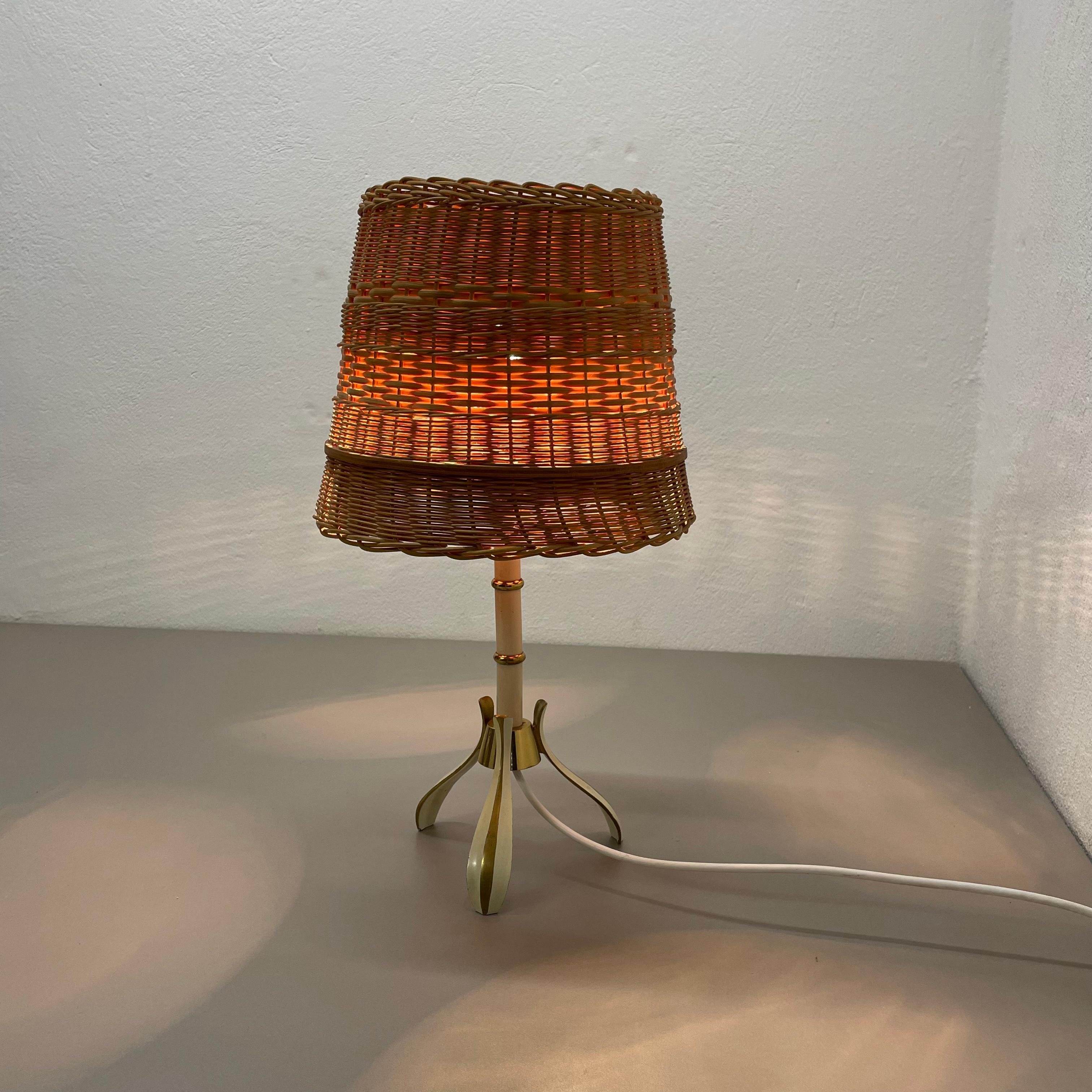 Original Rattan and Brass Table Light by Vereinigte Werkstätten München, Germany For Sale 13
