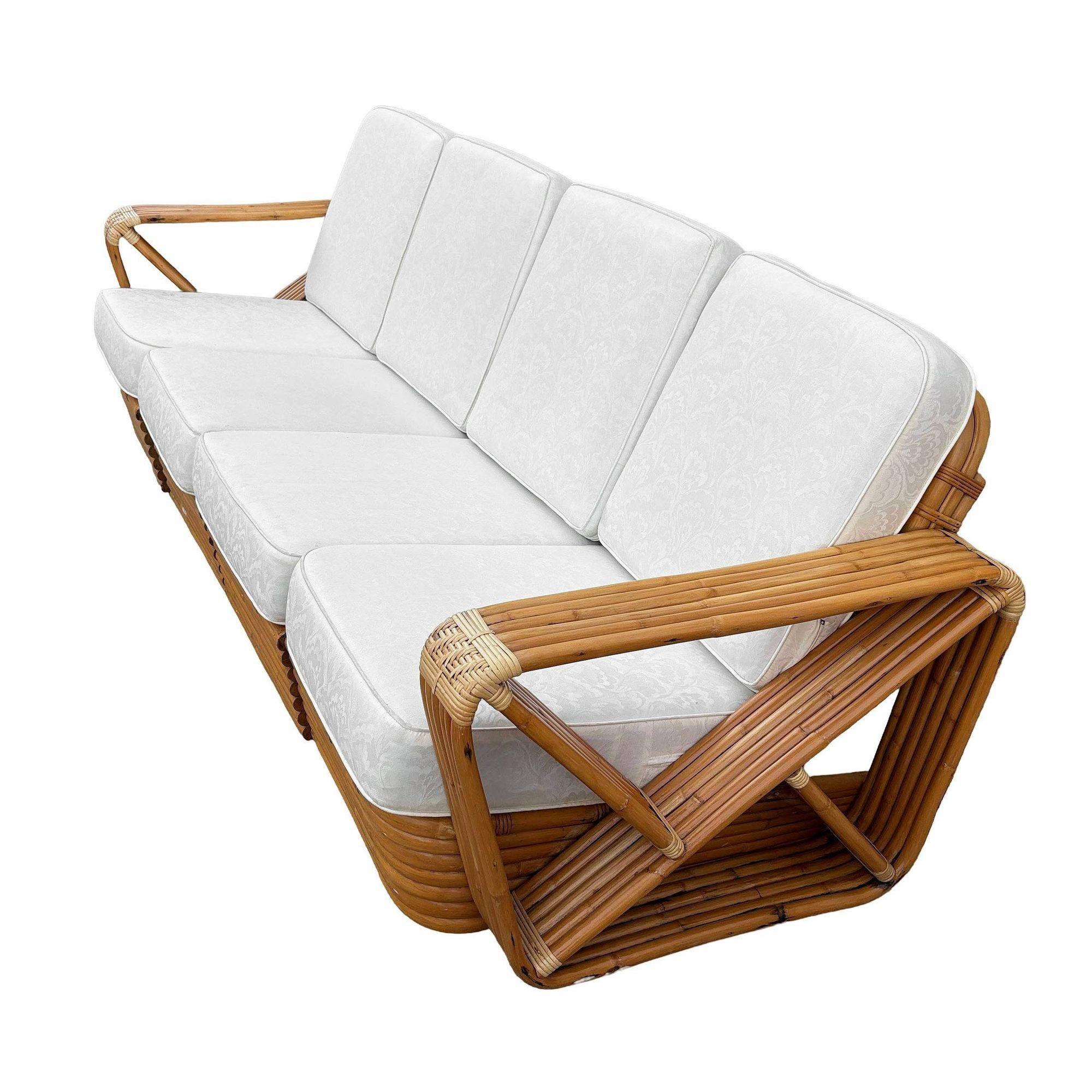 Divano e chaise longue in rattan originale di Paul Frankl, a più elementi in vendita 6