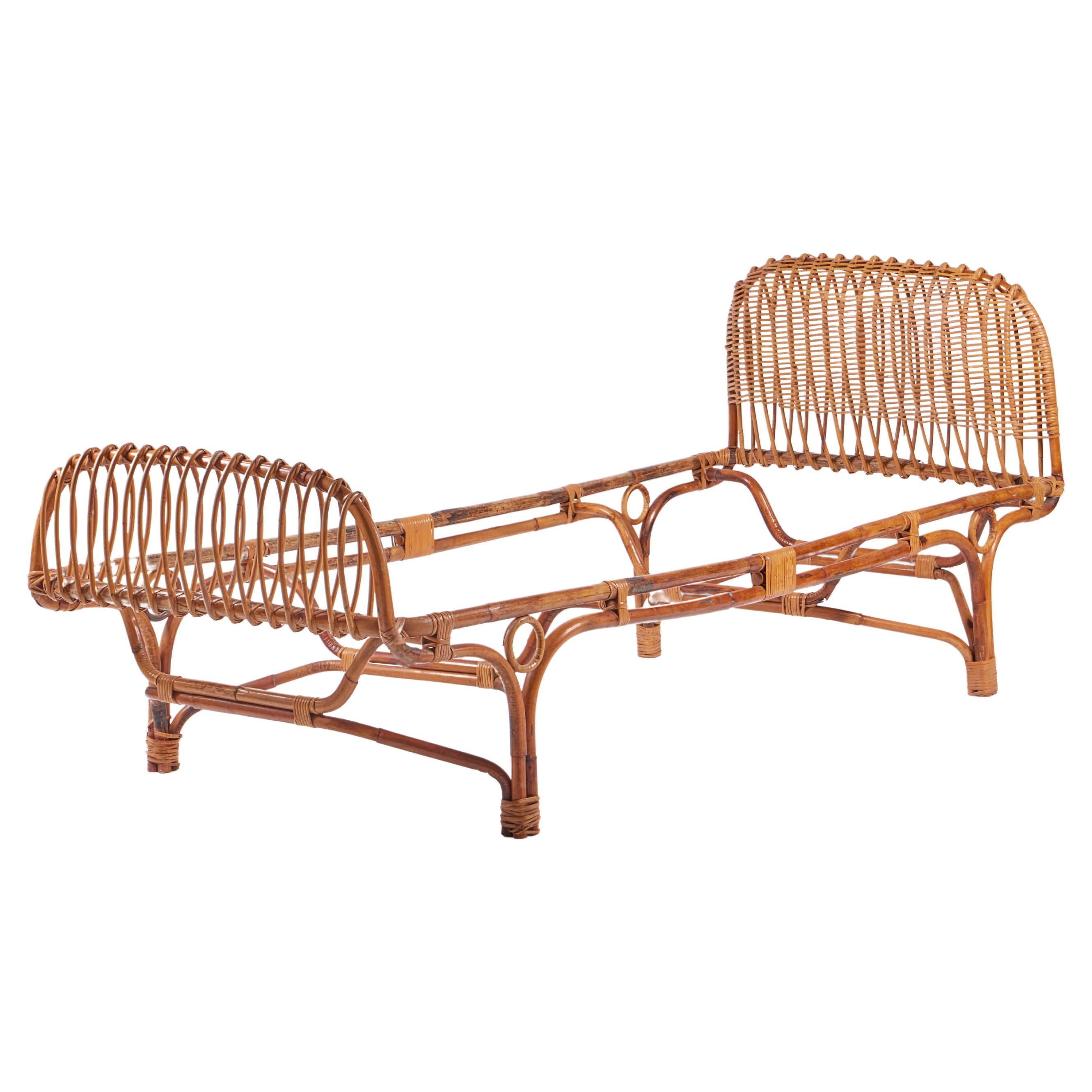 Originales Rattan-Tagesbett von Franca Helg für Bonacina, 1959