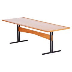 Original Rectangular Ash and Steel Table, Czech Mid-Century Modern, 1960s