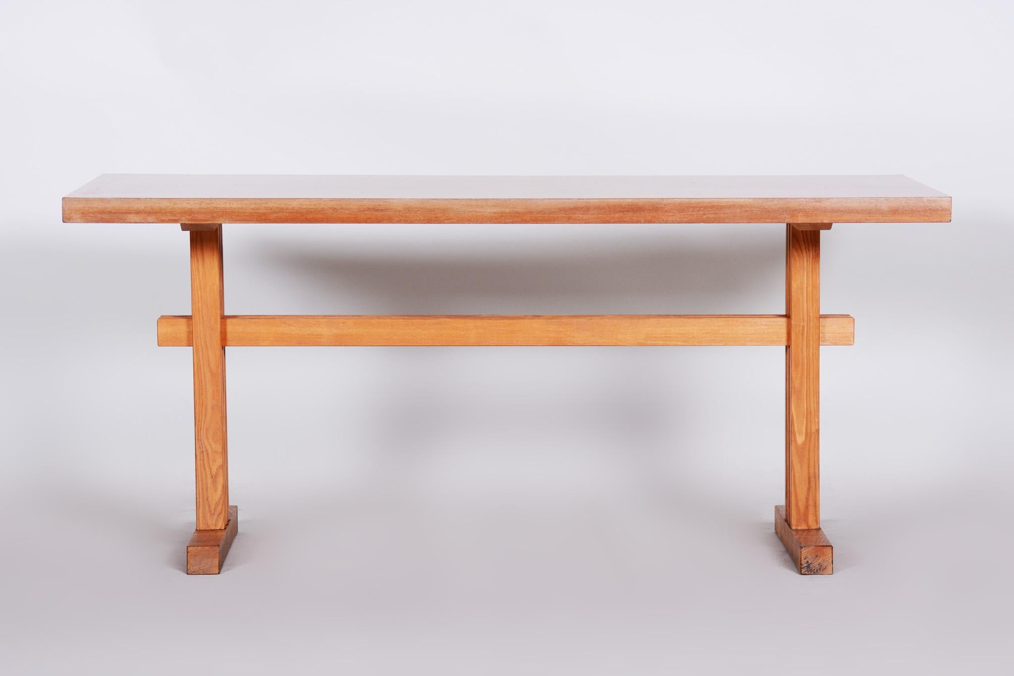 Mid-Century Modern Original Rectangular Oak and Beech Table, Czech Midcentury Era, 1960s For Sale