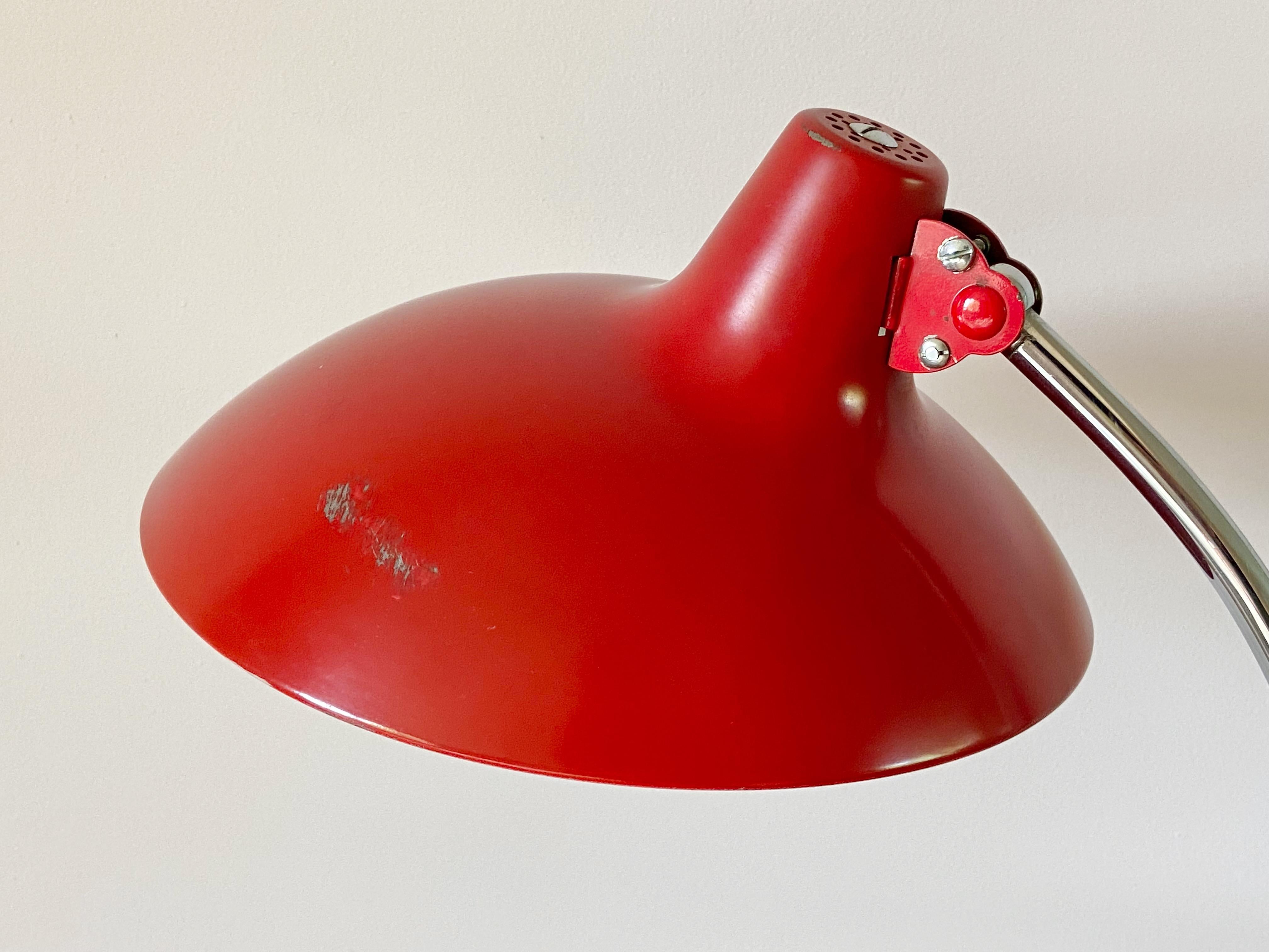 German Original red Christian Dell Table Lamp 6786 Desk Lamp by Kaiser Idell