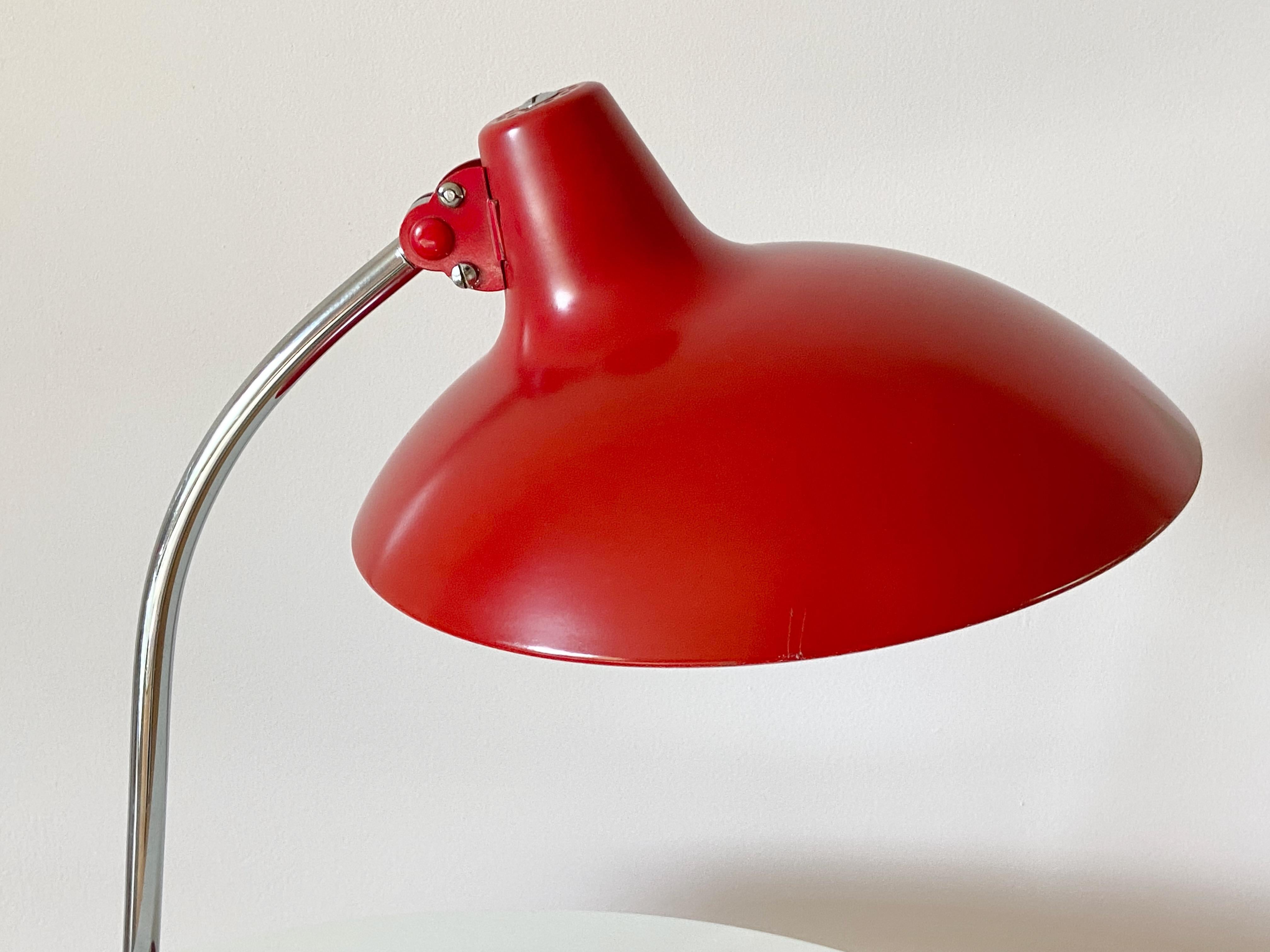 Painted Original red Christian Dell Table Lamp 6786 Desk Lamp by Kaiser Idell