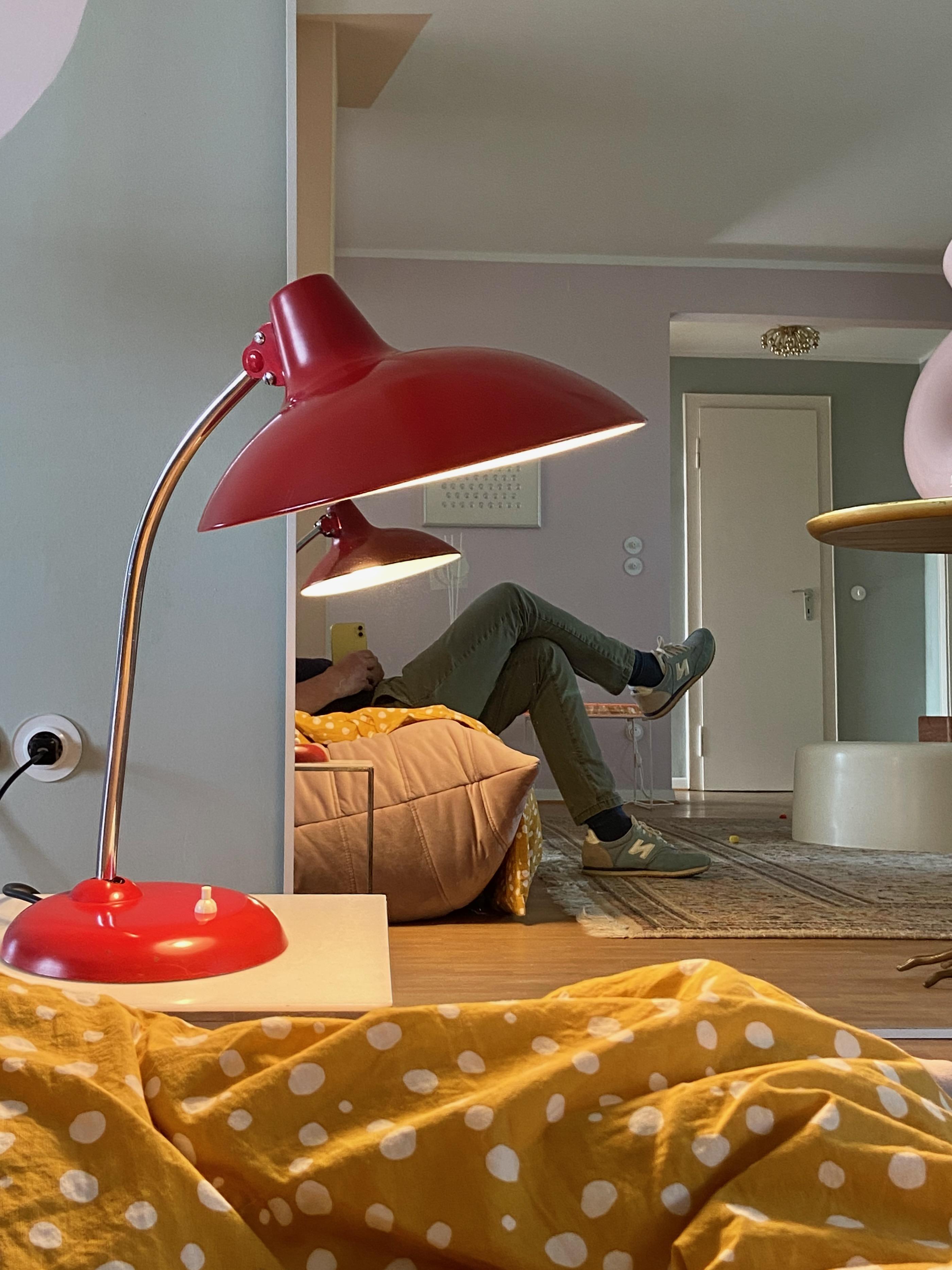 Original red Christian Dell Table Lamp 6786 Desk Lamp by Kaiser Idell 1