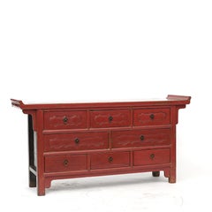 Original Red Lacquer Chest of Drawers, Shanxi c. 1740