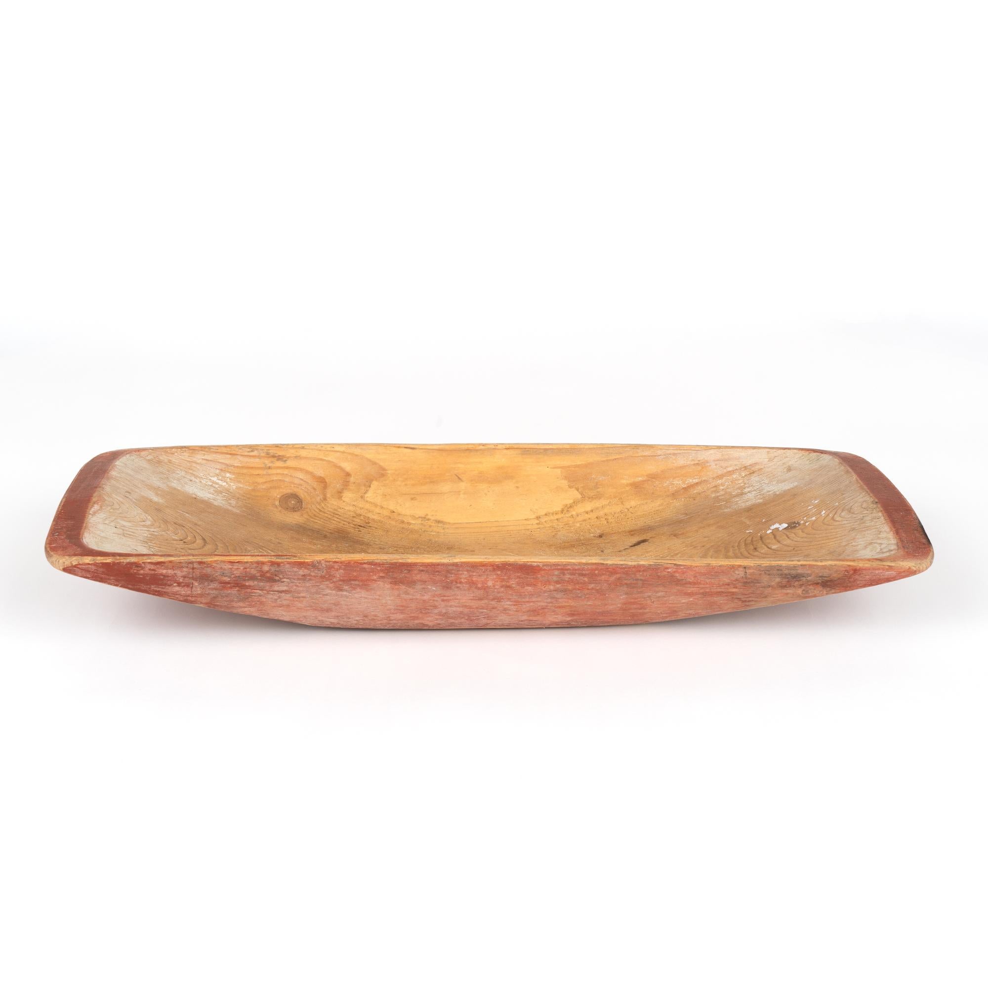 Swedish Original Red Painted Carved Pine Wooden Bowl, Sweden circa 1880 For Sale