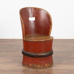 Original Red Painted Kubbestol Log Chair, Sweden circa 1860-80