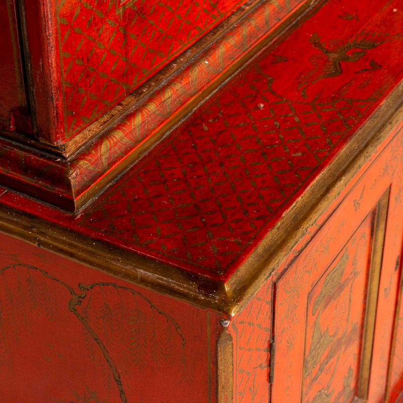 Original Red Painted Lacquered Antique Display Cabinet Bookcase from China 1
