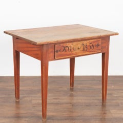 Original Red Painted Side Table With Drawer, Sweden dated 1856