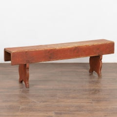 Original Red Painted Swedish Country Bench, circa 1880