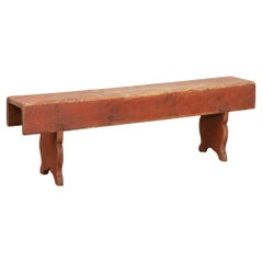 Antique Original Red Painted Swedish Country Bench, circa 1880