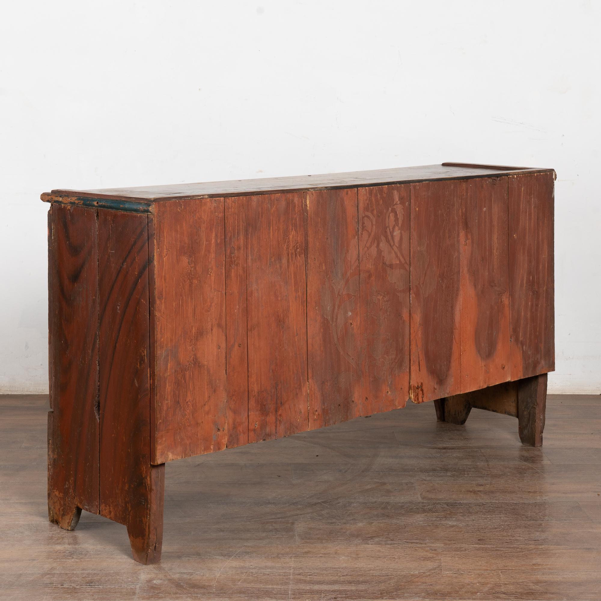 Original Red Painted Swedish Pine Sideboard Cabinet Console Dated 1843 For Sale 10