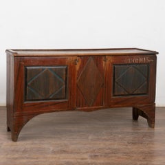 Original rot lackierte schwedische Kiefer Anrichte Schrank Konsole datiert 1843