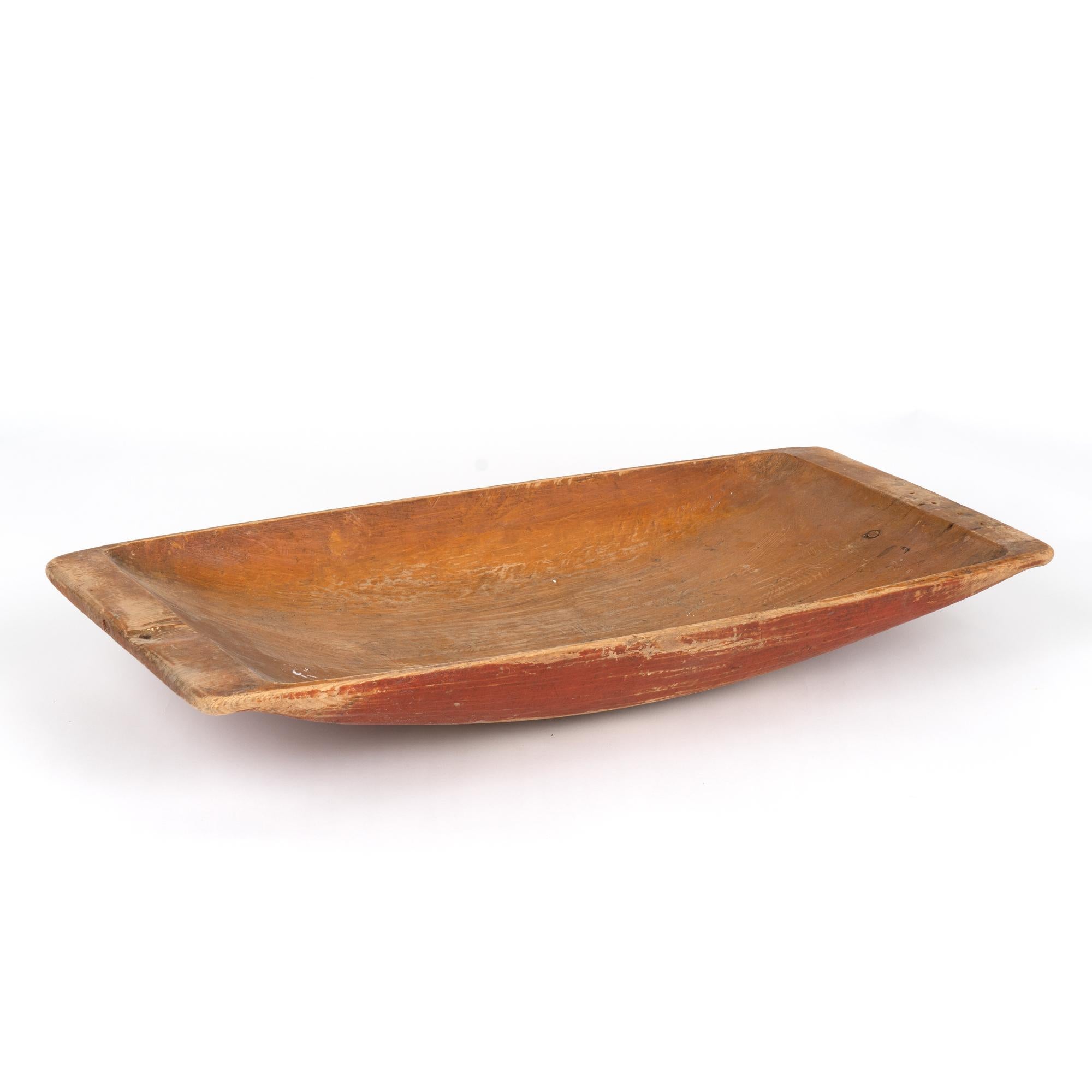 Original Red Painted Swedish Pine Wooden Bowl, circa 1880 For Sale 5