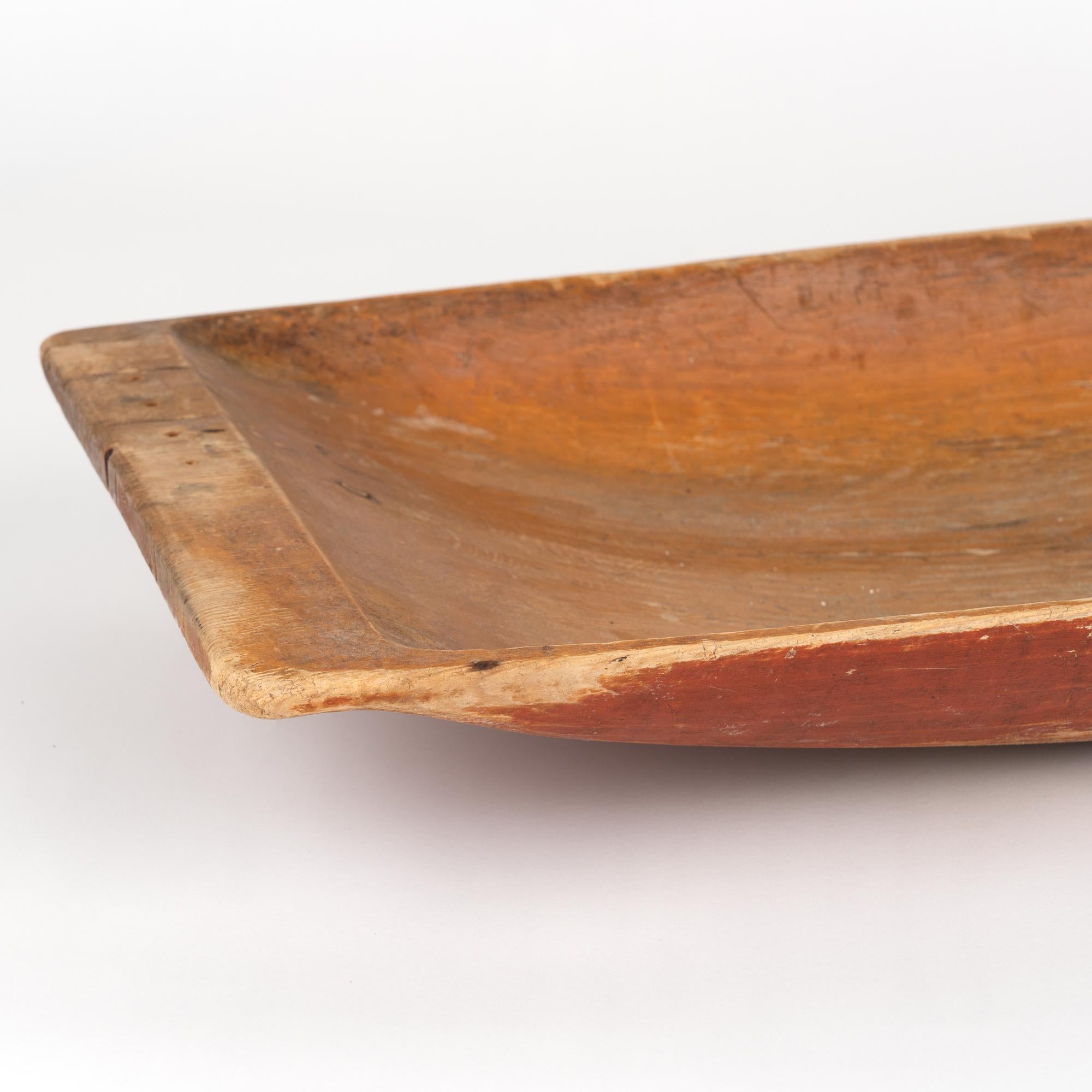 19th Century Original Red Painted Swedish Pine Wooden Bowl, circa 1880 For Sale