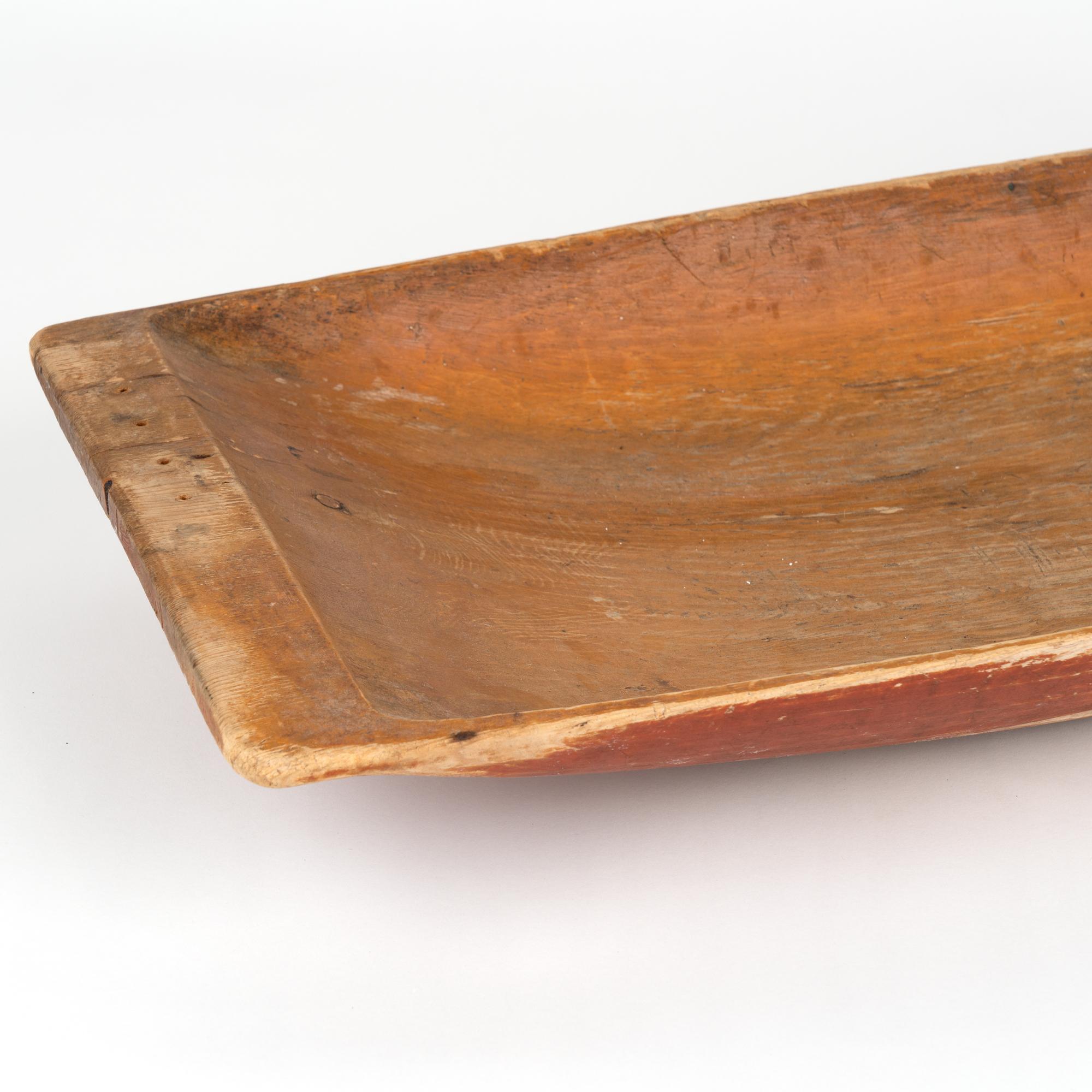 Original Red Painted Swedish Pine Wooden Bowl, circa 1880 For Sale 1