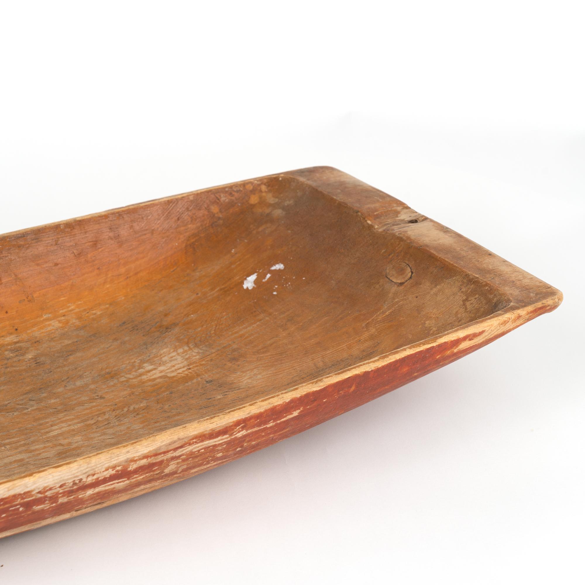Original Red Painted Swedish Pine Wooden Bowl, circa 1880 For Sale 3
