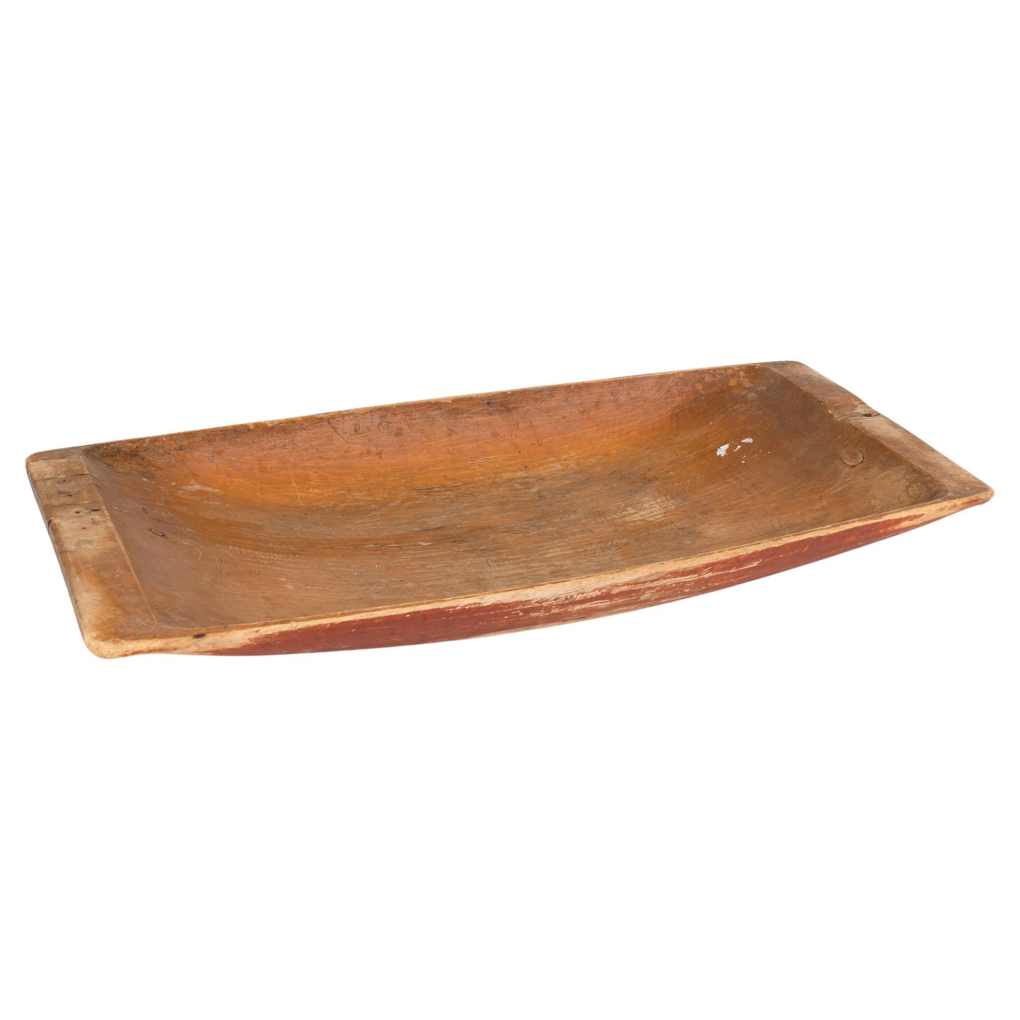 Original Red Painted Swedish Pine Wooden Bowl, circa 1880 For Sale