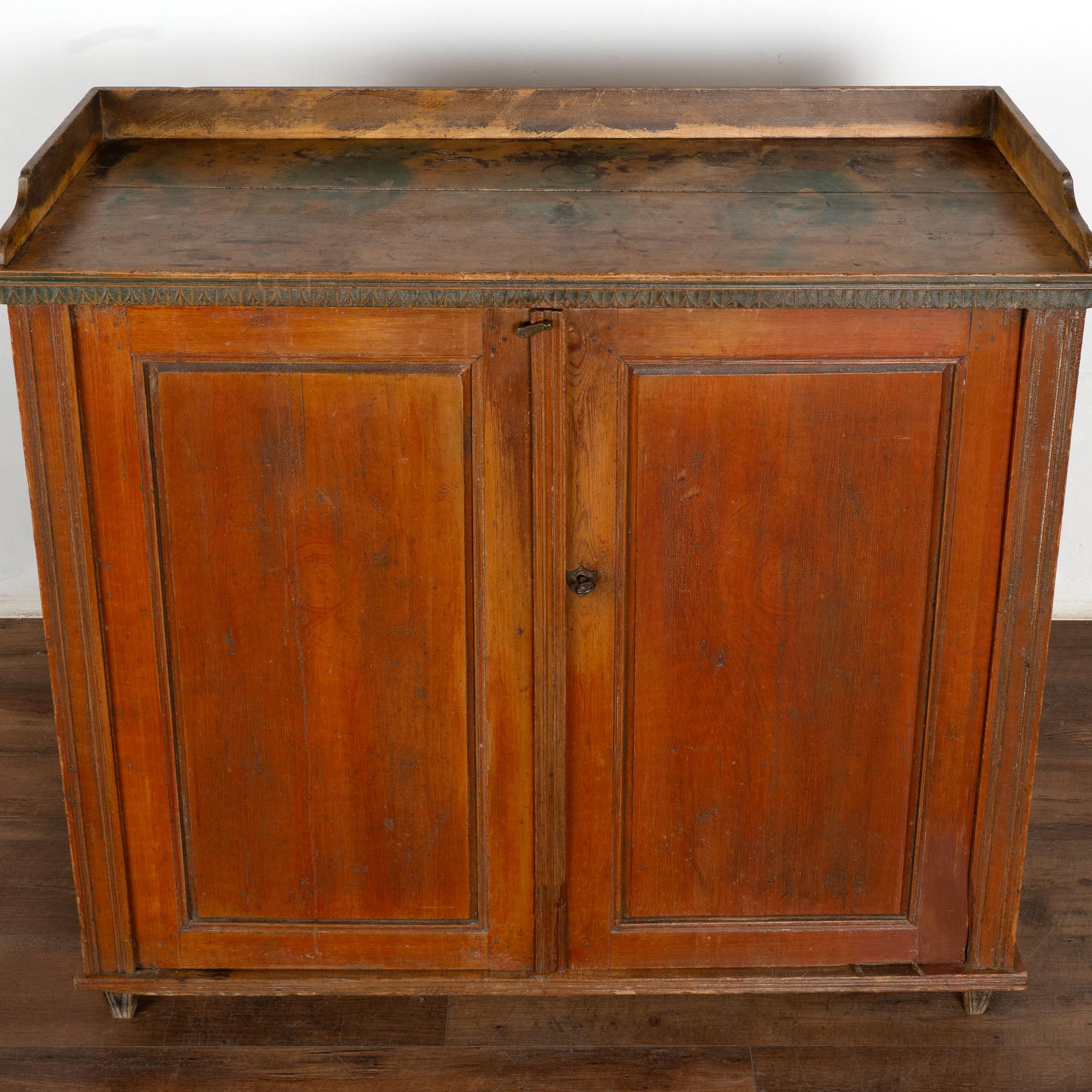 19th Century Original Red Painted Swedish Sideboard Cabinet, circa 1800-20 For Sale