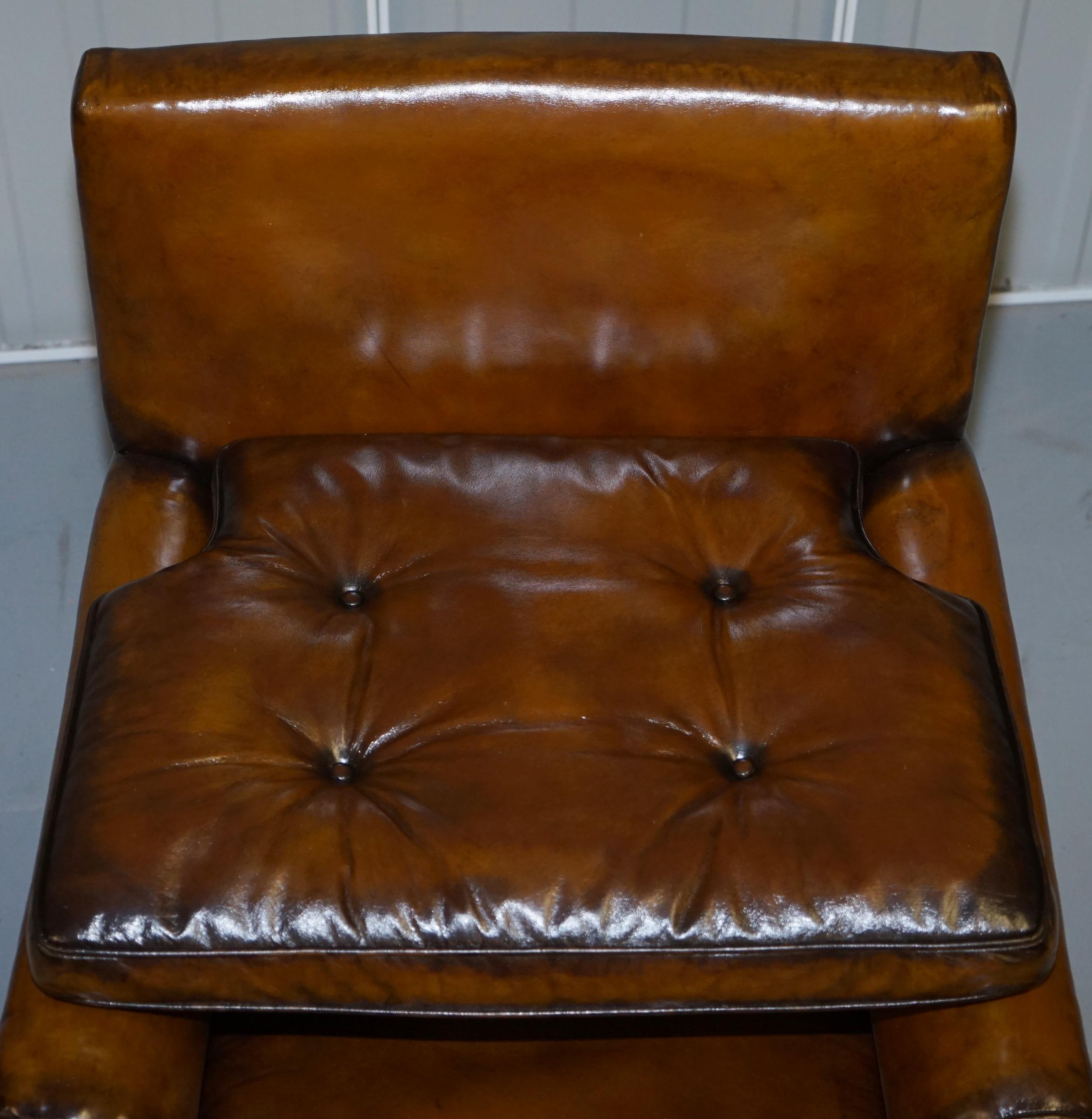 Original Regency circa 1810 Hand Dyed Brown Leather Gentleman's Club Armchair 3