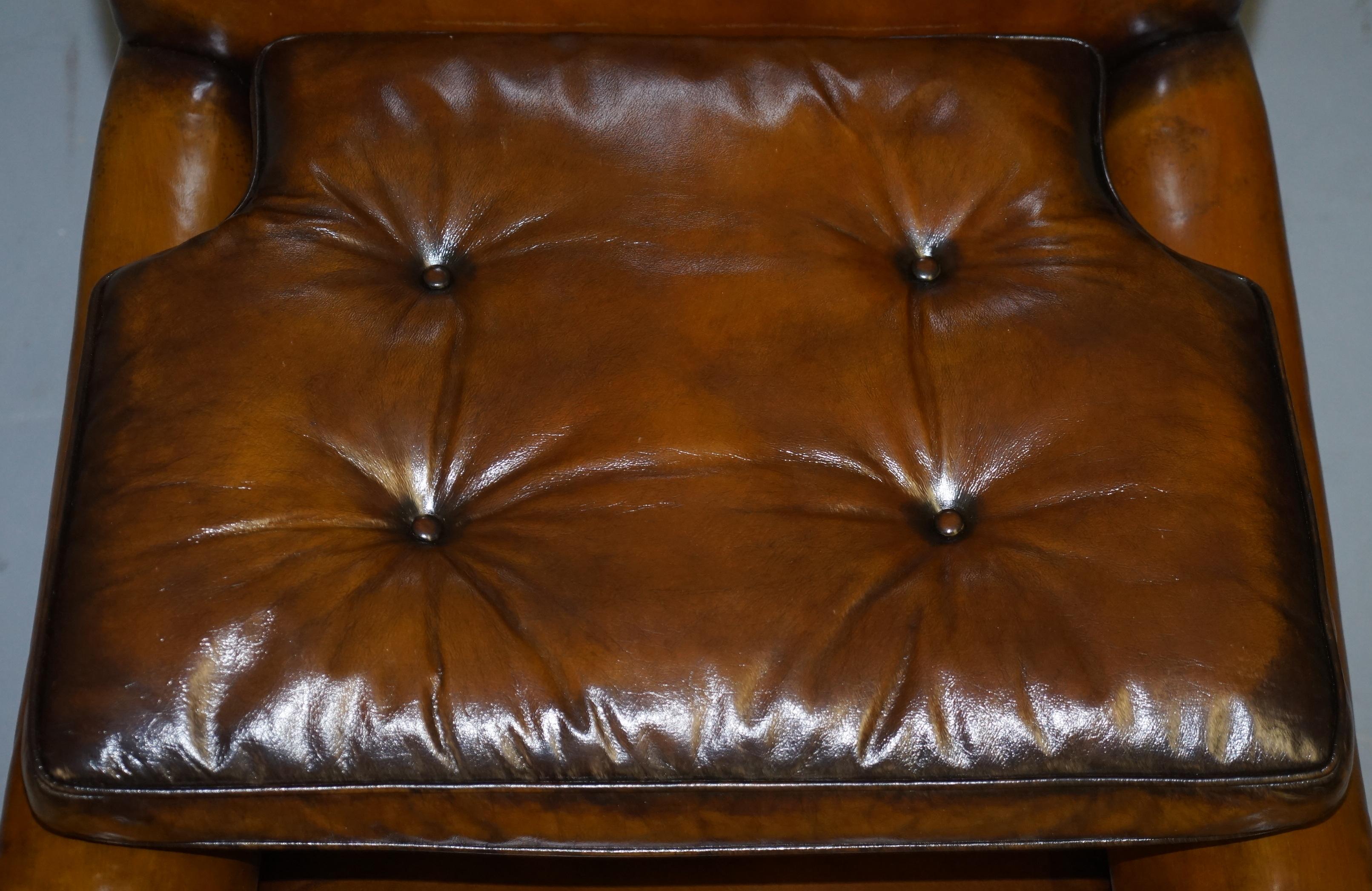 Original Regency circa 1810 Hand Dyed Brown Leather Gentleman's Club Armchair 4